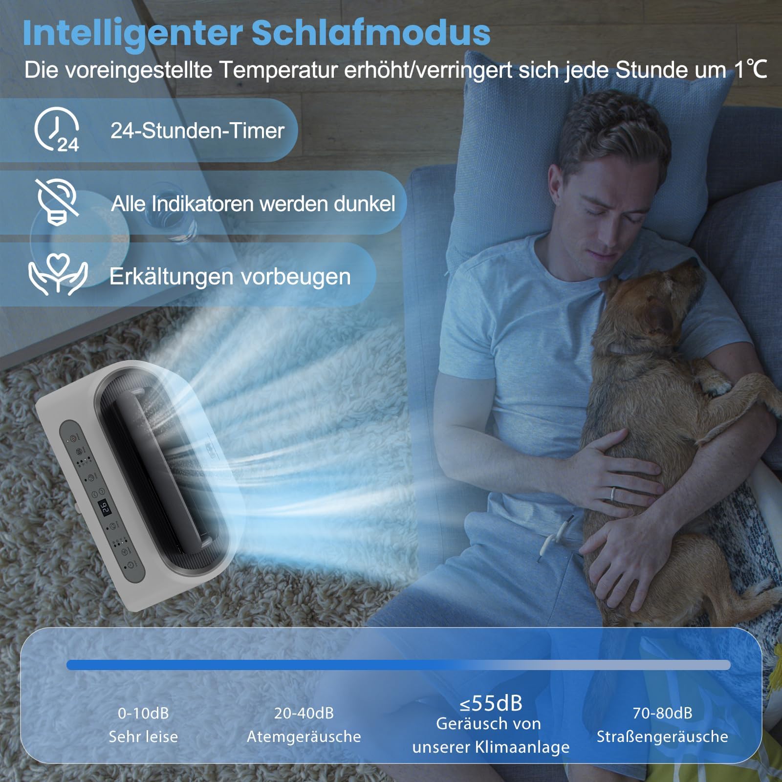 COSTWAY 14000BTU Klimagerät mit Abluftschlauch 4100W | Klimaanlage 5 in 1 Kühlen, Heizen, Entfeuchten, Schlafmodus für Räume bis zu 135 m³, Fernbedienung/App, 24H Timer