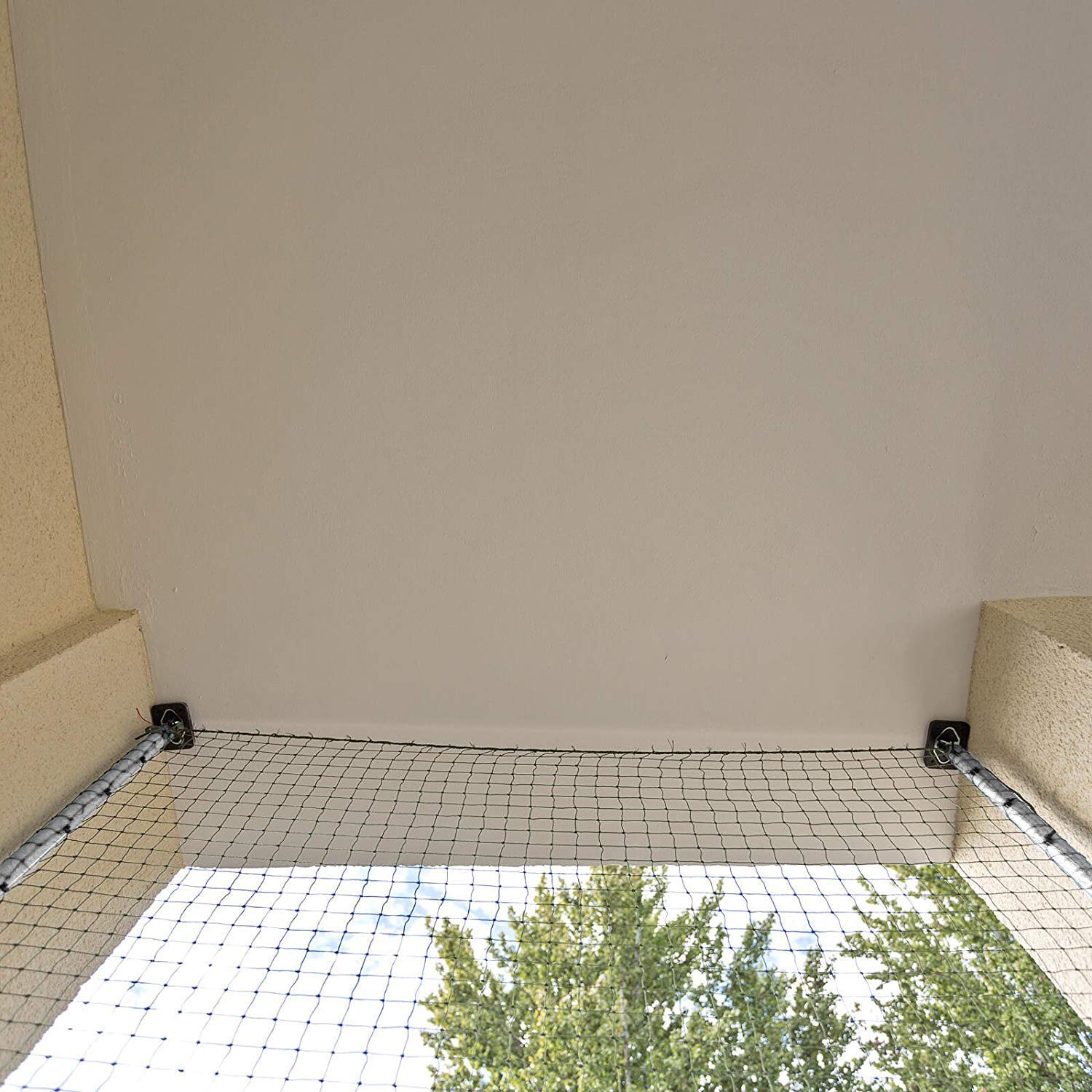 ALLEGRA Katzennetz (2 Stangen á 1m-1,75m + Netz 4x3m, Netz Geknotet Grün)
