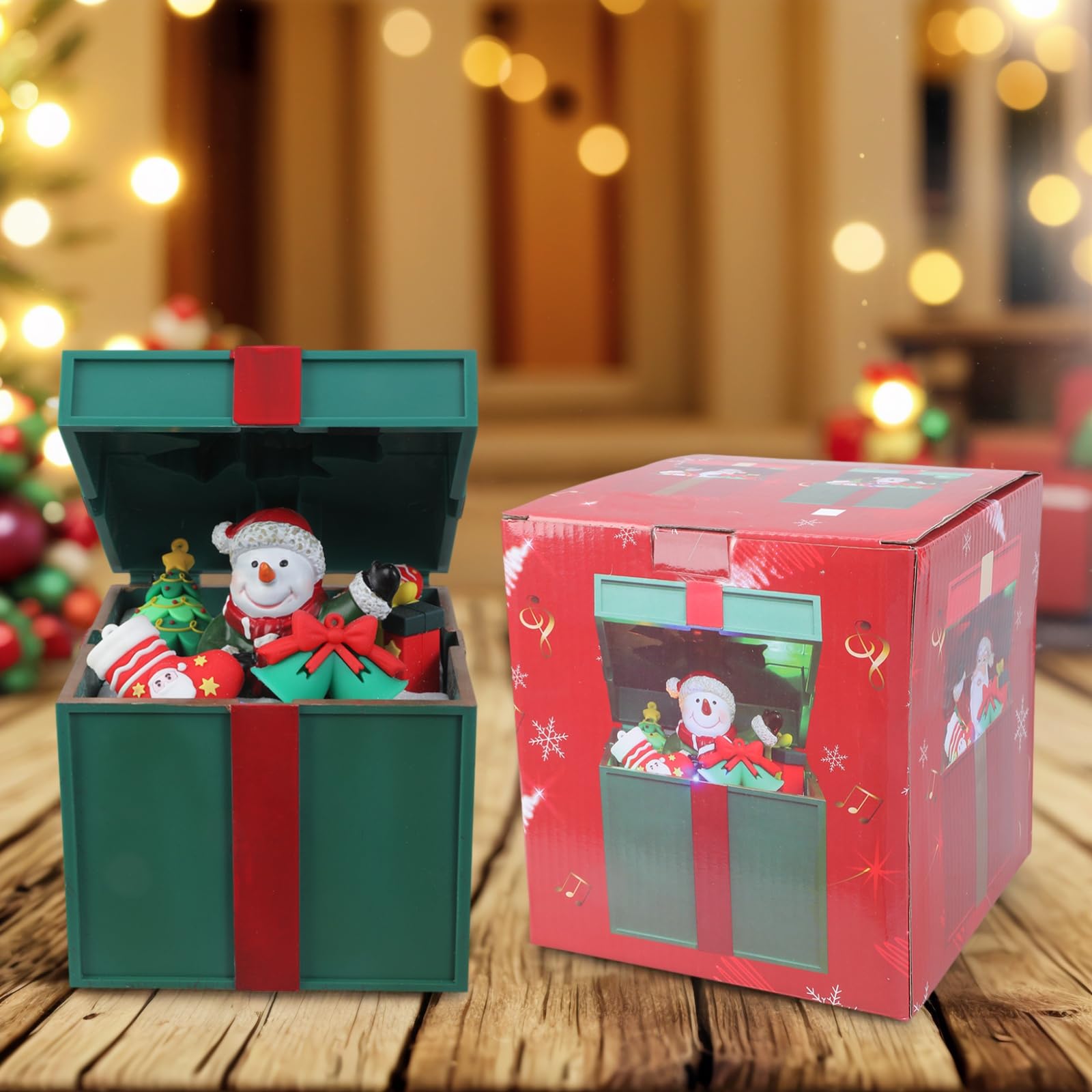 Cajas de regalo musicales LED para reproducción de canciones de Navidad, irrompibles, materiales de policarbonato, dos opciones de potencia, decoración del hogar, fiestas, decoración de