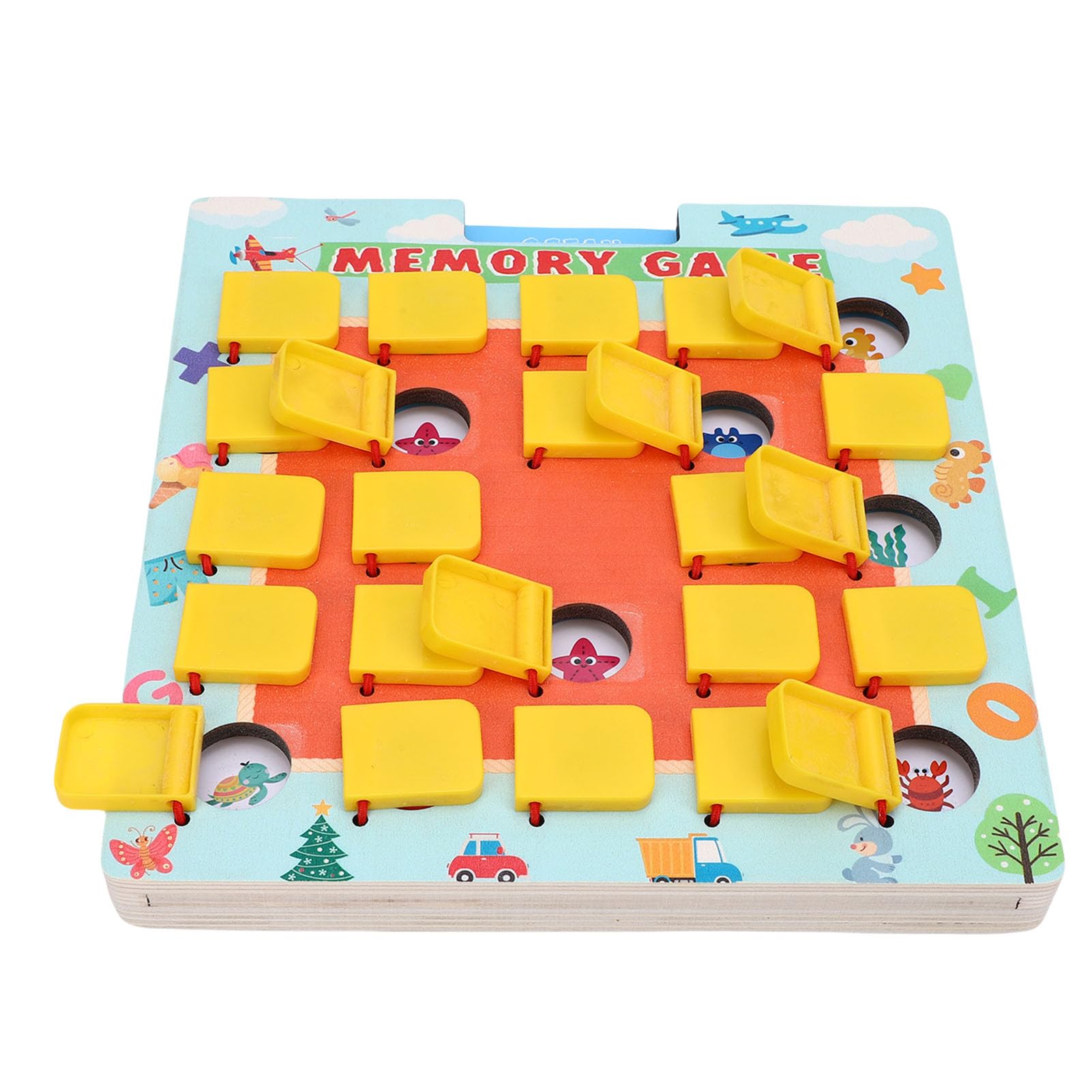 Lylithuif Gioco di memoria abbinato Flip to Win Gioco da tavolo in legno a doppia faccia Attività di apprendimento educativo per viaggi Campeggio Auto Aereo Compensato di pioppo ABS