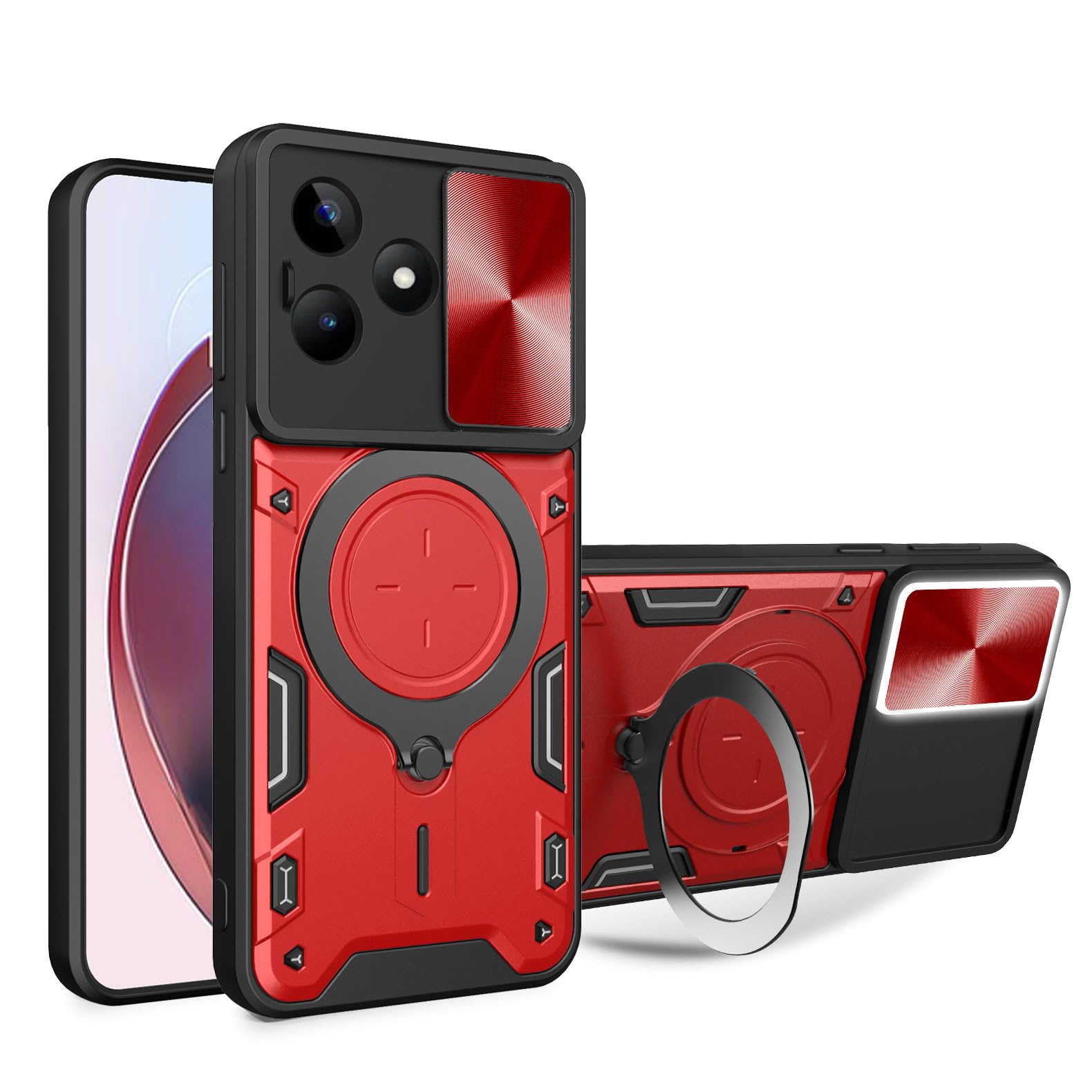 Kukoufey Compatible with Infinix Hot 30 4G Case,with Slide Camera Lens Cover Compatible with Infinix Hot 30 4G X6831 Case Red