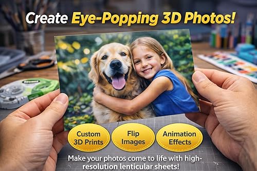 Miniatura 9 de Lámina lenticular de 17 x 13 pulgadas, parte trasera adhesiva 50LPI (5 hojas), lámina lenticular transparente en blanco, retrato, trucos de magia,