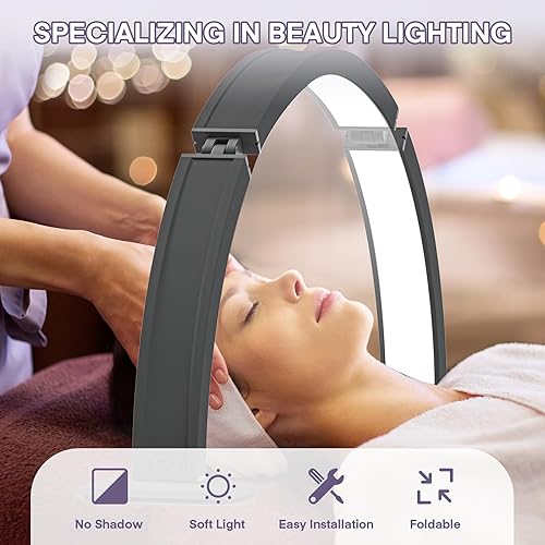 Miniatura 6 de MYSWEETY Lámpara de escritorio plegable de media luna, 29.5 pulgadas, 48 W, lámpara de tecnológica de uñas LED para escritorio, lámpara de mesa de