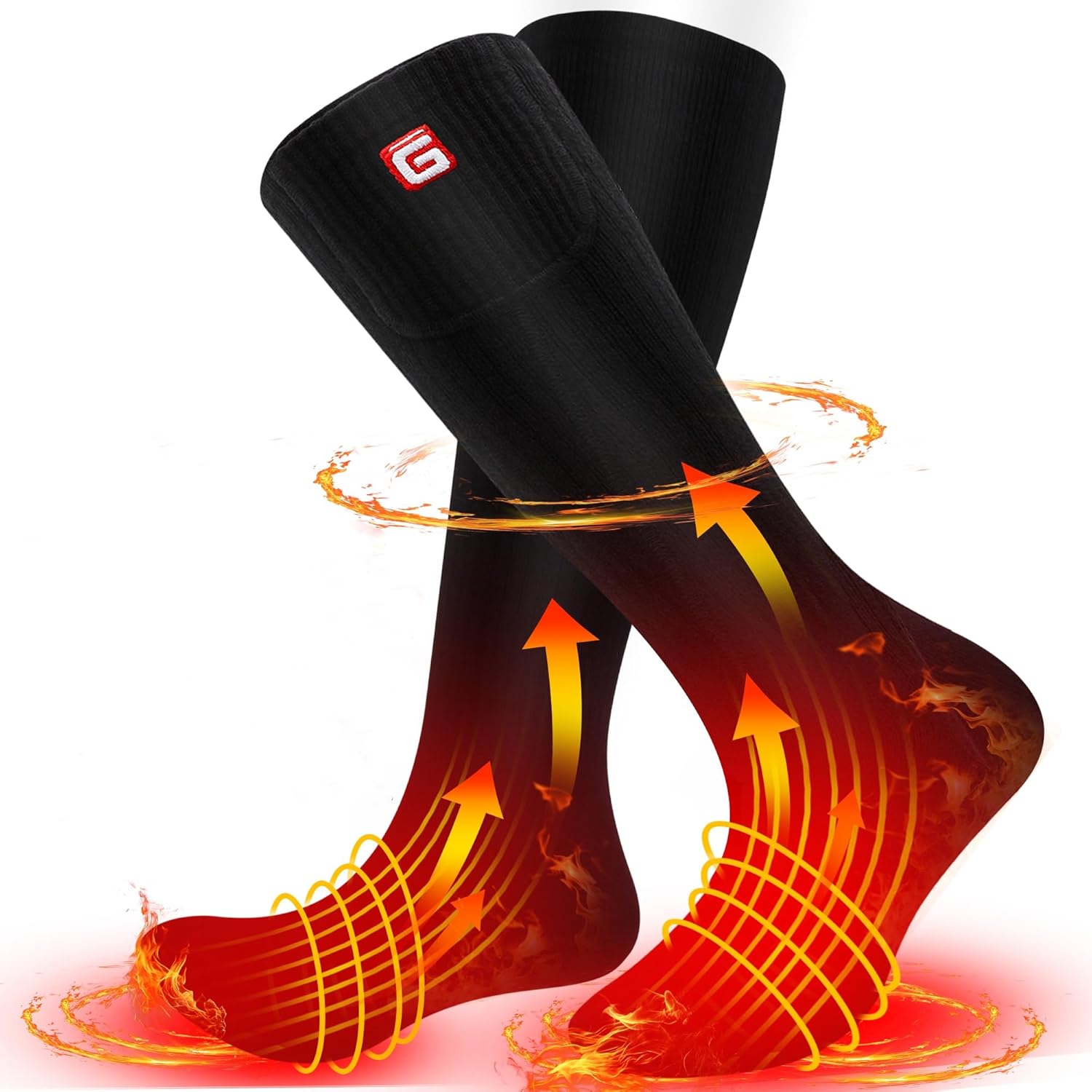 Magnolia Heated Socks for Men Women, 3.7V 4000mAh Rechargeable Battery, Electric Heated Socks Up to 8 Hours, Washable Thermal Socks for Camping, Hunting, Skiing, Hiking, Outdoor Work(Black Large)