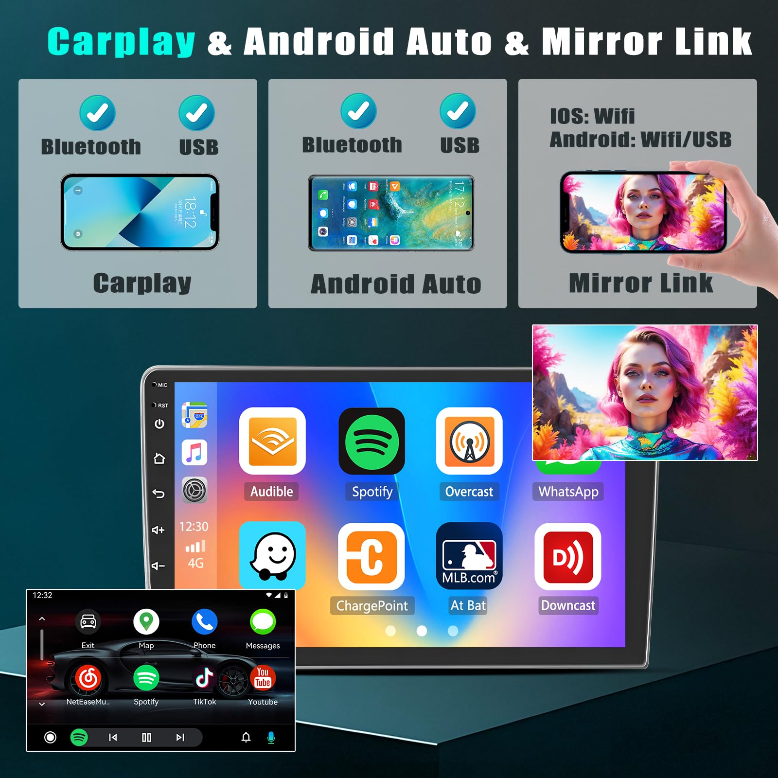 Hikity Android15 Radio Coche para Nissan Qashqai J10 2006-2016 Carplay Android Auto Wireless,2+64GB Autoradio 9 Pulgadas Pantalla Bluetooth con Cámara Trasera GPS WiFi EQ FM RDS Radio