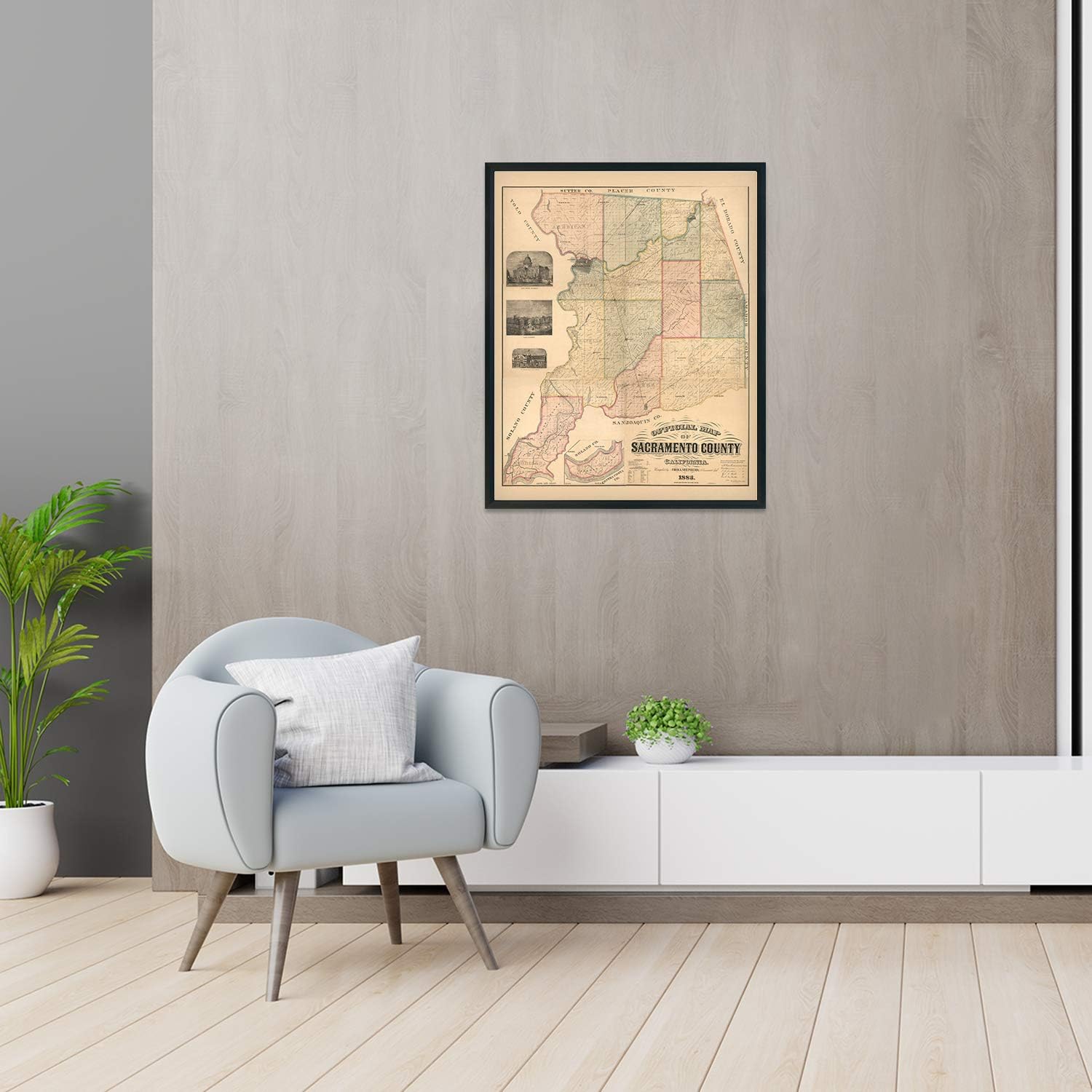 HISTORIX Vintage 1885 Sacramento County California Map - 24x30 Inch Vintage Sacramento Map Wall Art - Old Sacramento CA Map - Historic Sacramento Poster Print - Restored Official Map of Sacramento CA