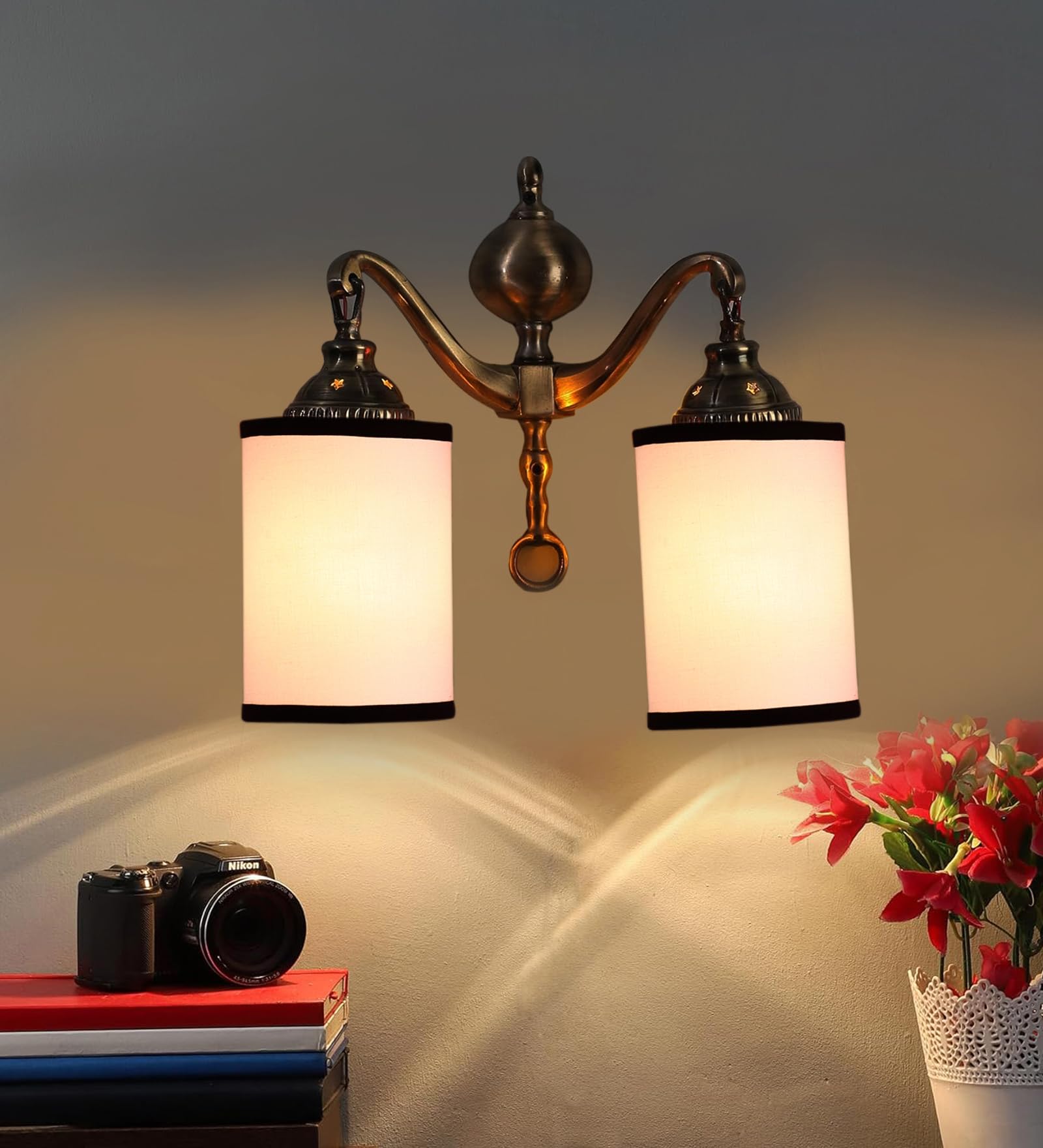 Devansh Dual Golden Antique Black & White Shade wall décor wall Hanging Light Vintage wall Lamps Decorative lamp Traditional wall lamp