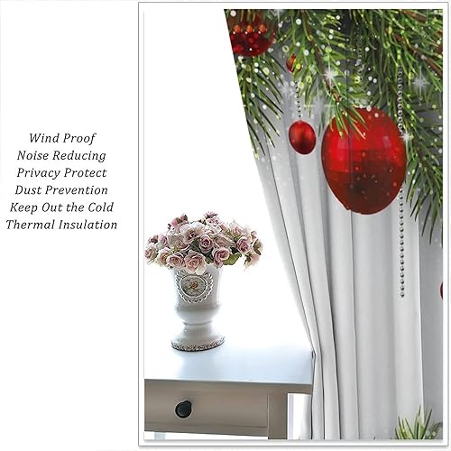 Miniatura 5 de Cortinas de Feliz Navidad con pino, árbol de vacaciones, arte clásico, impreso, sala de estar, dormitorio, cortinas de ventana, tela de tratamiento,