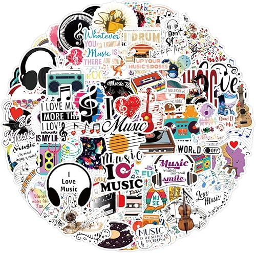 150 calcomanías de música retro, calcomanías de música para niños, adultos, adolescentes, profesores, estudiantes, vinilo impermeable para botellas