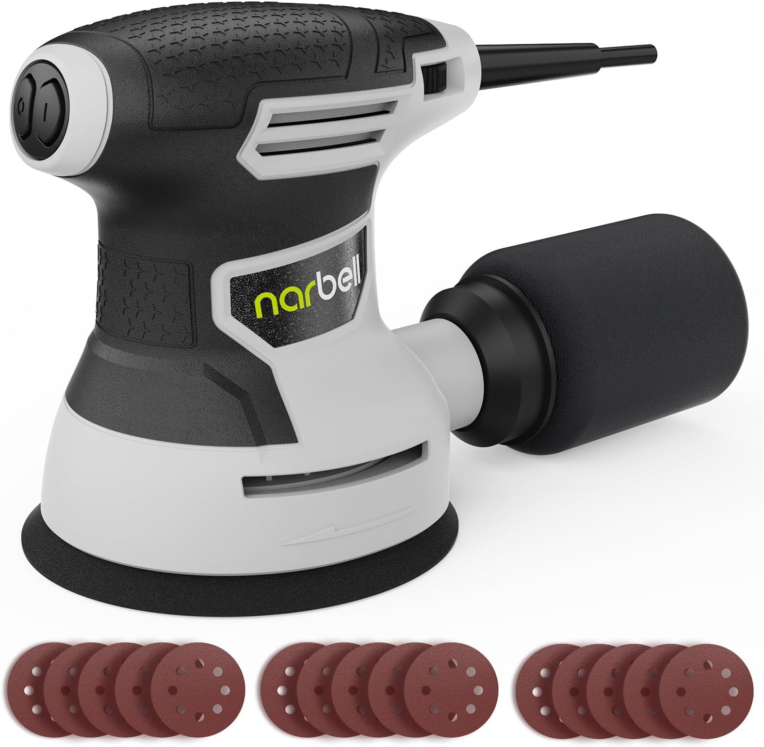 3.0 Amp (360W) Orbital Sander, 14000 RPM Random Orbit Sander Tool with 6 Variable Speed, 5 Inch Power Palm Sander Kit with Bag for