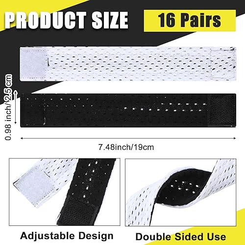 Miniatura 2 de Tigeen 32 piezas de bandas de manga de jersey deportivas para fútbol, softbol con cierres de gancho y bucle para camisas