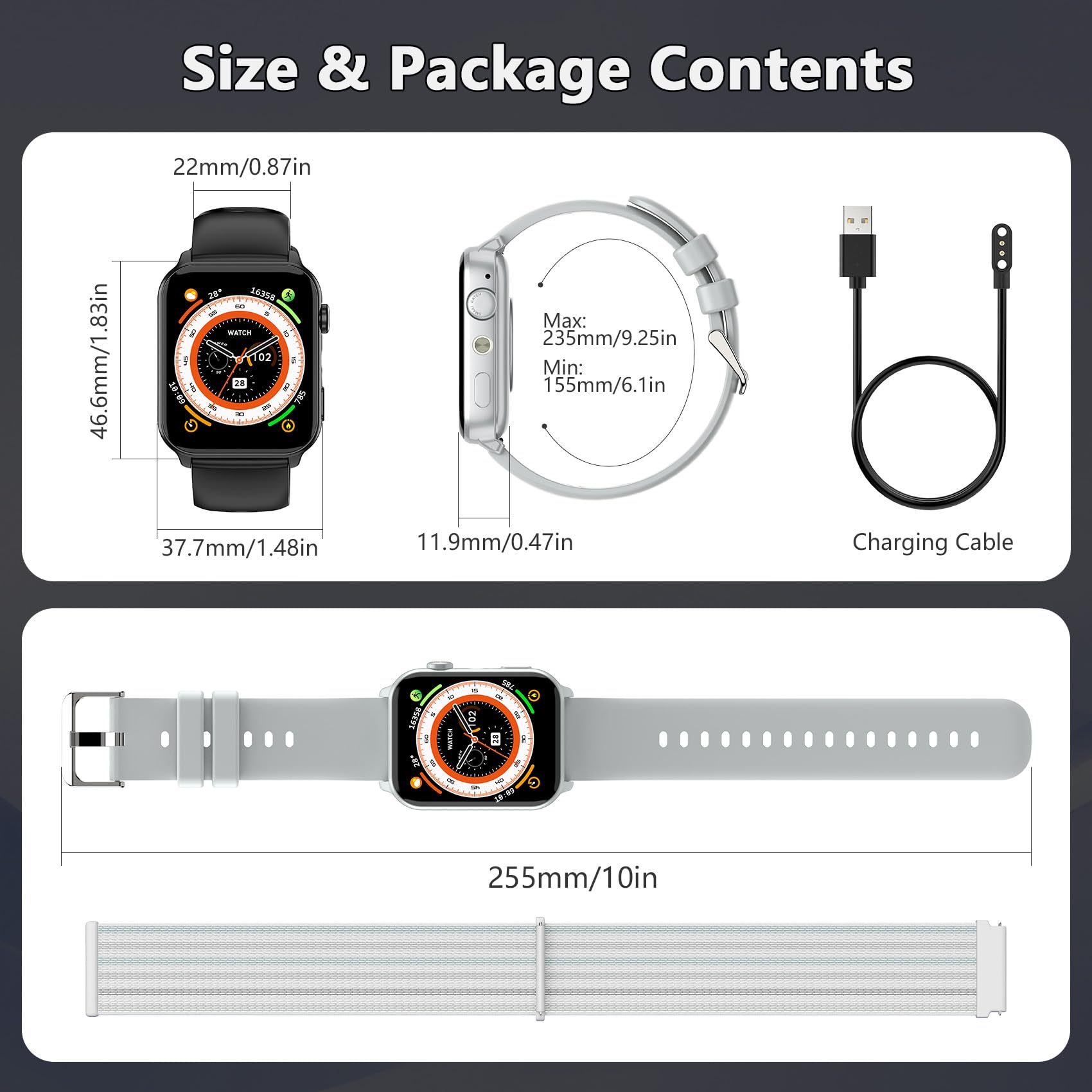 Smartwatch sportivo di alta qualità per attività all'aria aperta con illuminazione a LED, orologio fitness con monitoraggio dell'attività, touchscreen da 1,91 pollici, contapassi, e