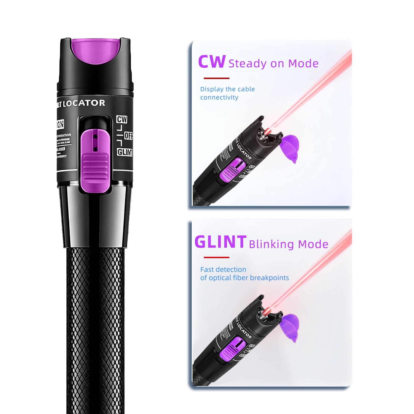 Localizzatore visivo guasti da 70 mW, kit VFL da 70 mW, Penna tester per cavi in fibra ottica con adattatori FC/LC monomodali da 9/125μm, portata VFL 70Km, supporto interfaccia SC/FC/ST/LC da 2,5 mm