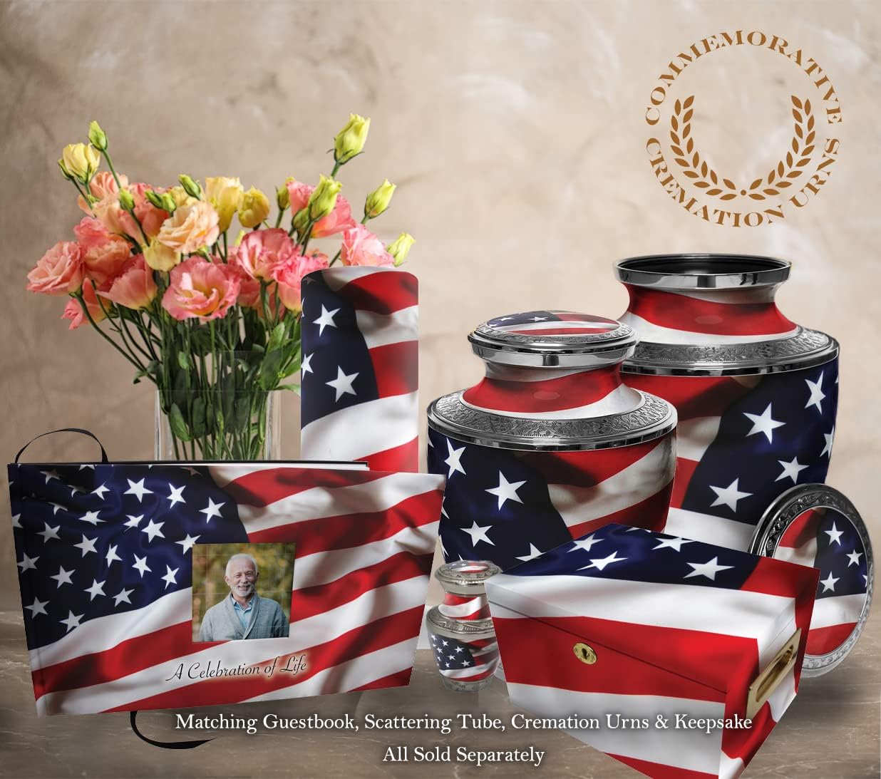 Flag Cremation Urn for Ashes Adult Male & Female - Personalized Cremation Urns for Human Ashes Adult Female Male Mom Dad Decorative Urns - Beautifully Handcrafted Urn for Women & Men
