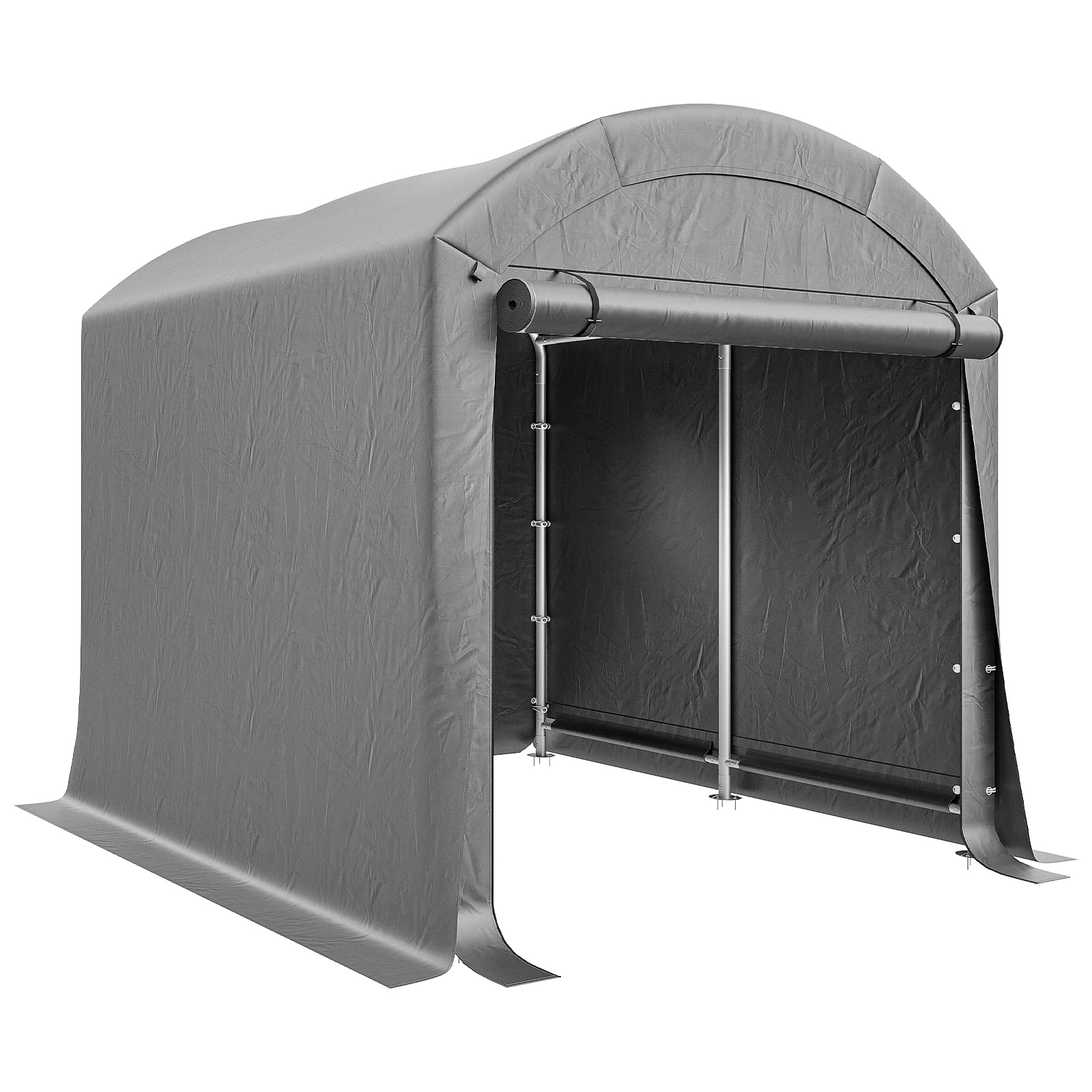 LARMNEE Fahrradunterstand, Fahrradgarage, Gerätehaus, Garagenzelt, 182 x 182 x 205 cm, Carport Lagerzelt Gerätezelt für Gartengeräte Fahrräder, für Garage, Garten, Abstellraum, Grau EGY01ZX02