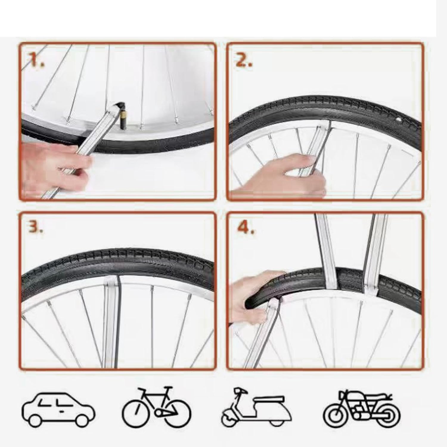 10" Tire Spoons Tire Iron Bike Tire Levers- 2Pcs Heavy-Duty Steel Tire Removal & Changing Tool for Motorcycle, Bicycle, Lawn Mower, Scooter, Small Vehicles