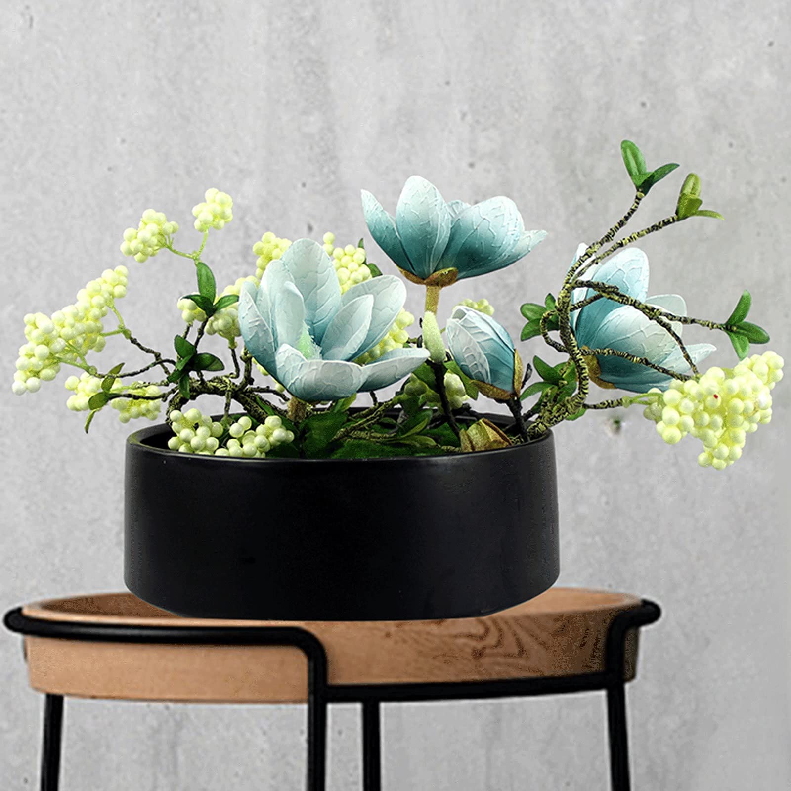 Sztuczne Kwiaty z Wazonem 11,02-calowa sztuczna orchidea Phalaenopsis, sztuczne kompozycje kwiatowe, fałszywe dekoracje roślinne do domu, jadalni (jasnoniebieski) Dekoracje ze Sztucznych Kwiatów