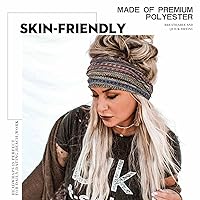 Vista 4 de Olbye Cintas para la cabeza estilo boho para mujeres, bandas anchas elásticas para el pelo, turbantes antideslizantes, bandanas para el pelo