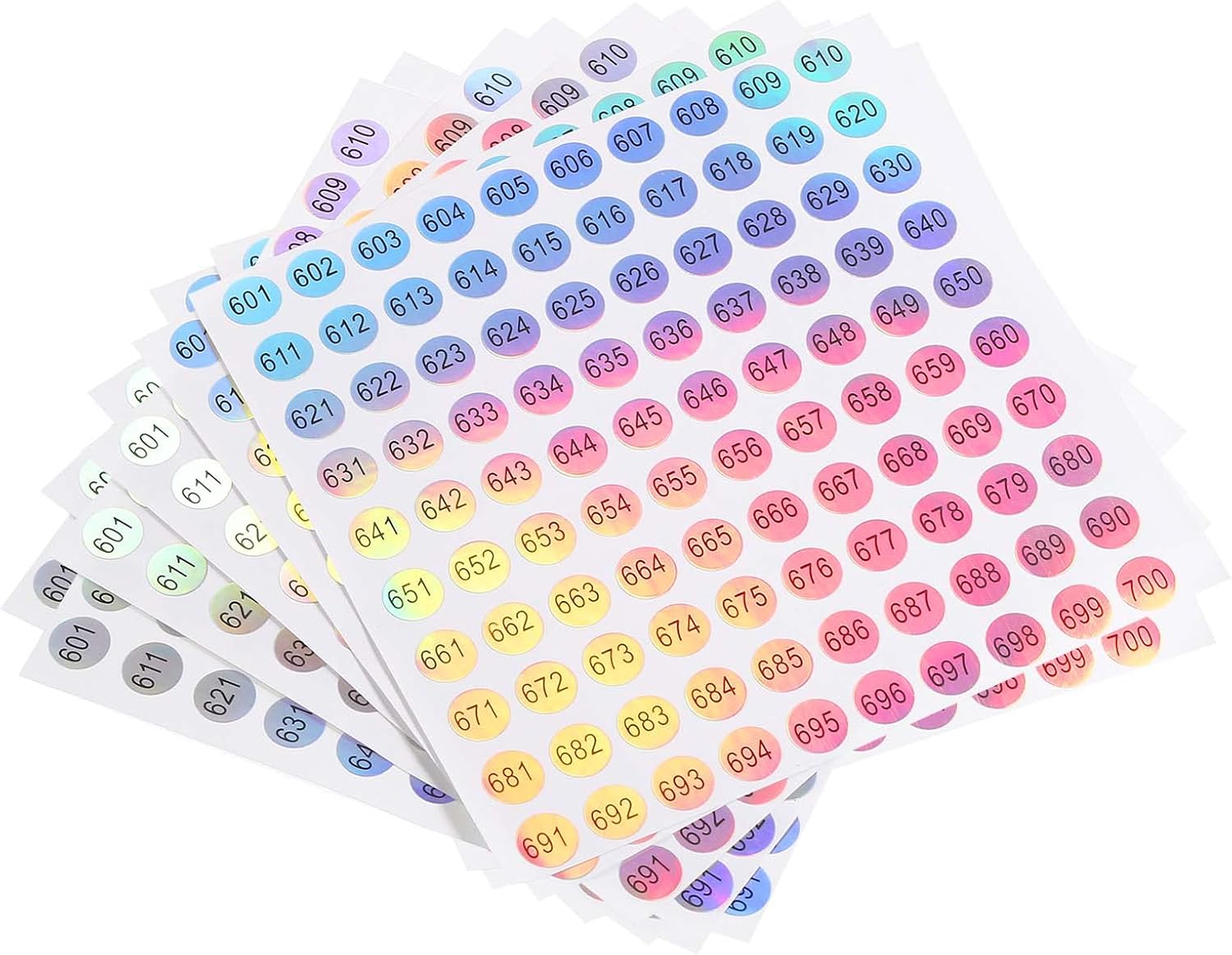 Amazon.com : MECCANIXITY Laser Number Stickers, Number 601 to 700 Round ...