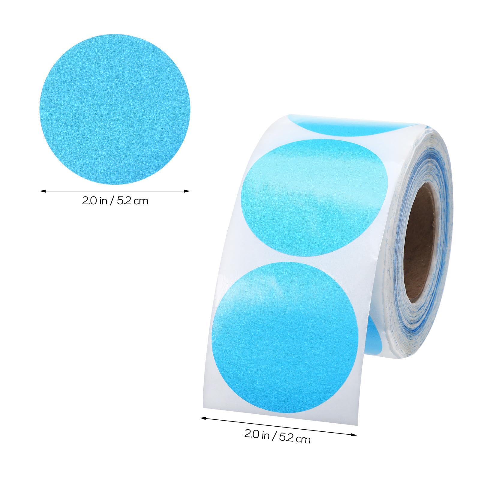 TEHAUX 5 Rotoli Etichette Adesive Termiche Rotonde Impermeabili in Carta Termica, Facili da Rimuovere, per Ufficio e Organizzazione, da 600 Etichette Ciascuno