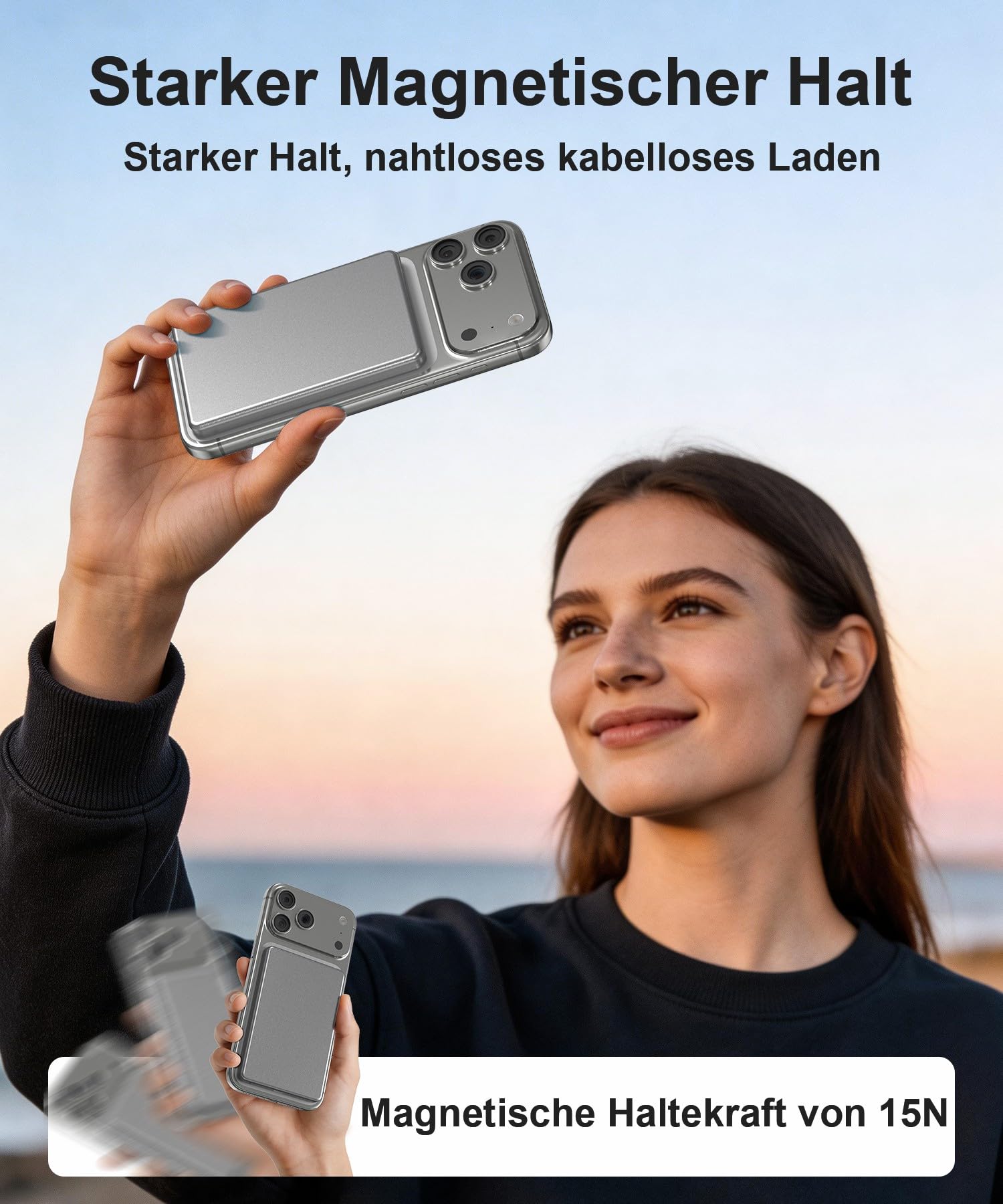 Ultra Slim Power Bank, USB C in&out Battery Pack Change