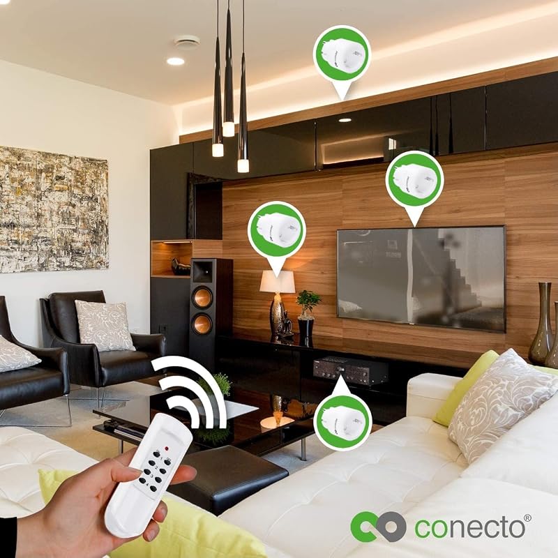 conecto Vezeték nélküli aljzat szett - 2300W, távirányító, kompakt fehér