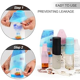 Travel Hanging Toiletry Bag for Women, Large Makeup Bag 8 Leak Proofing Silicone Bottle Covers, Waterproof Cosmetic Bag with Jewelry Organizer Compartment, Toiletries Kit Set, Black