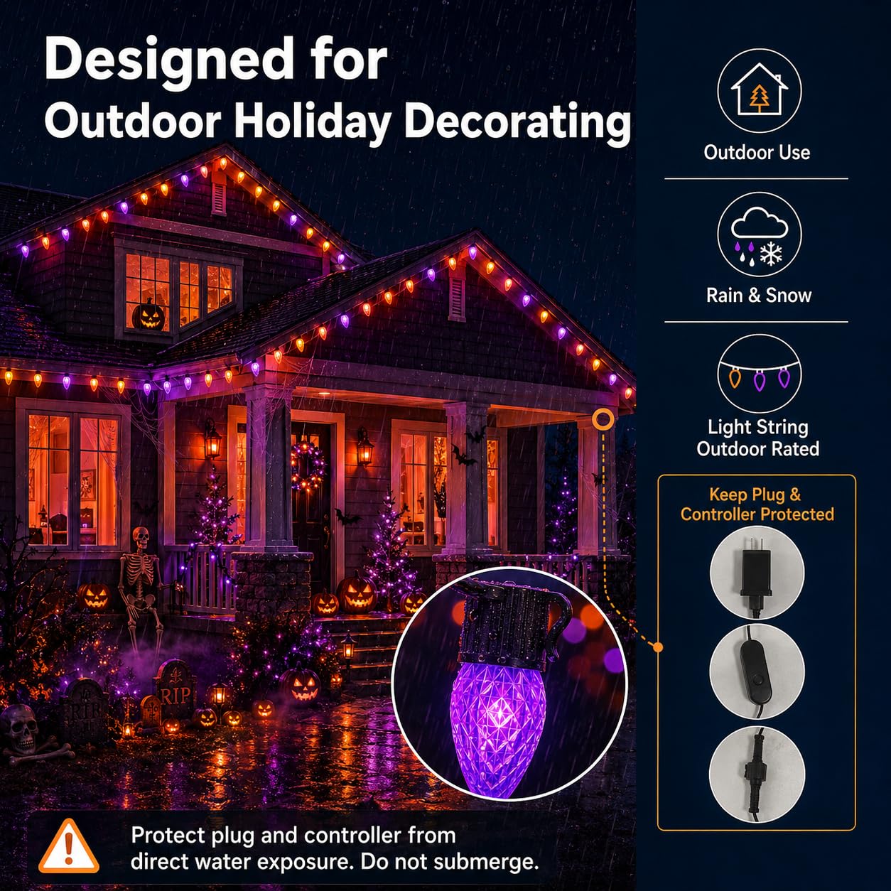 Smart C9 - Luci natalizie a LED per esterni, 30 m, 150 LED, controllo APP, 105 modalità preimpostate, sincronizzazione musica, dimmerabile, impermeabile IP65, luci di Natale collegabili per cortile