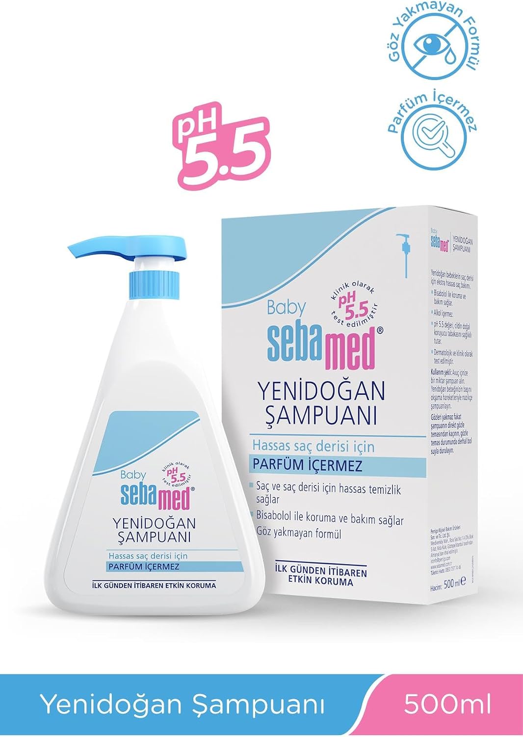 Sebamed Baby pH 5.5 Bisabolol İçerikli Koruma ve Bakım Sağlayan Yenidoğan Bebek Şampuanı 500 ml