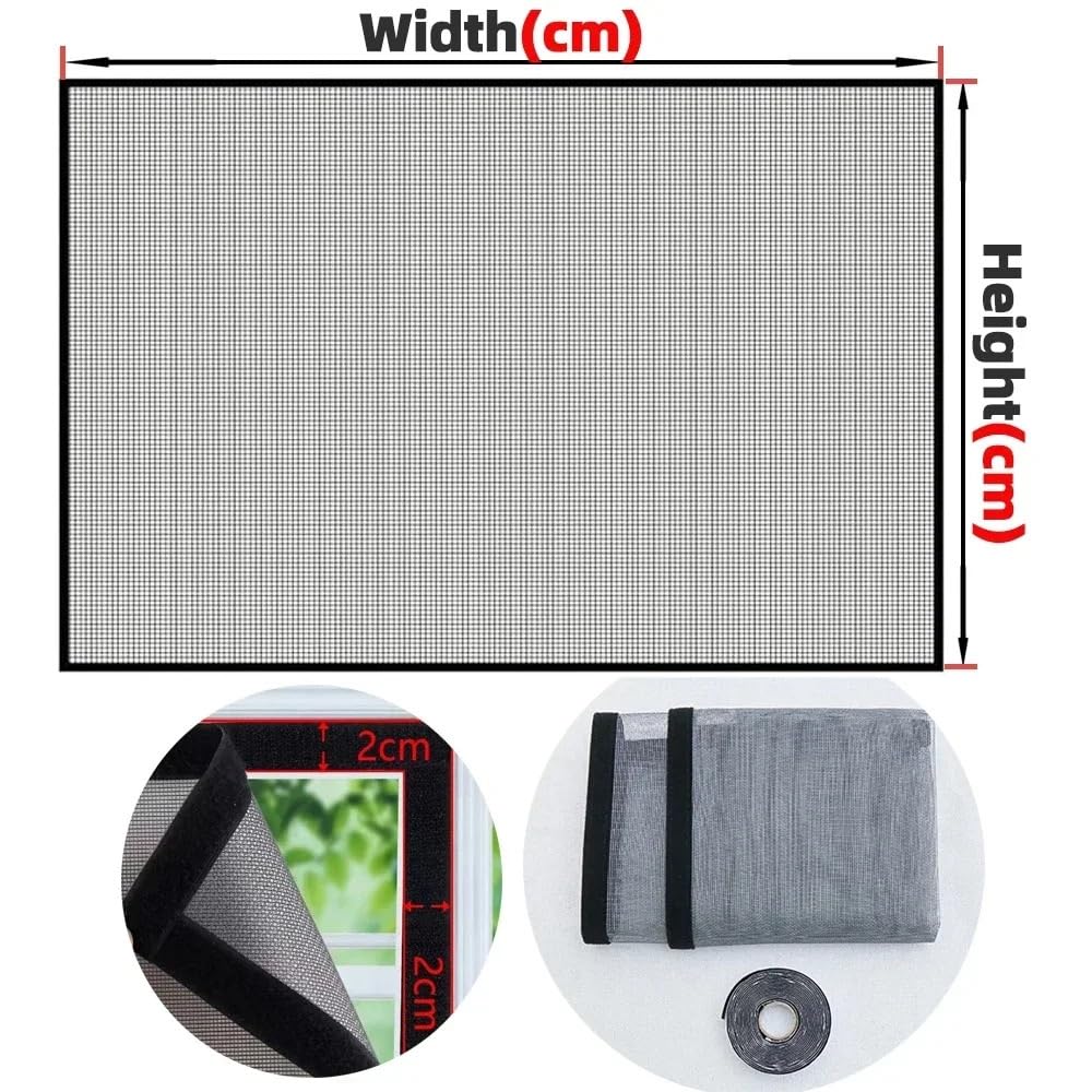 1 Stück Selbstklebender schwarzer Anti-Mücken-Fenstergitter, Mesh-Moskito-Bildschirm, Anti-Insekten-Luft-Tüll(Black 160cm,280cm)