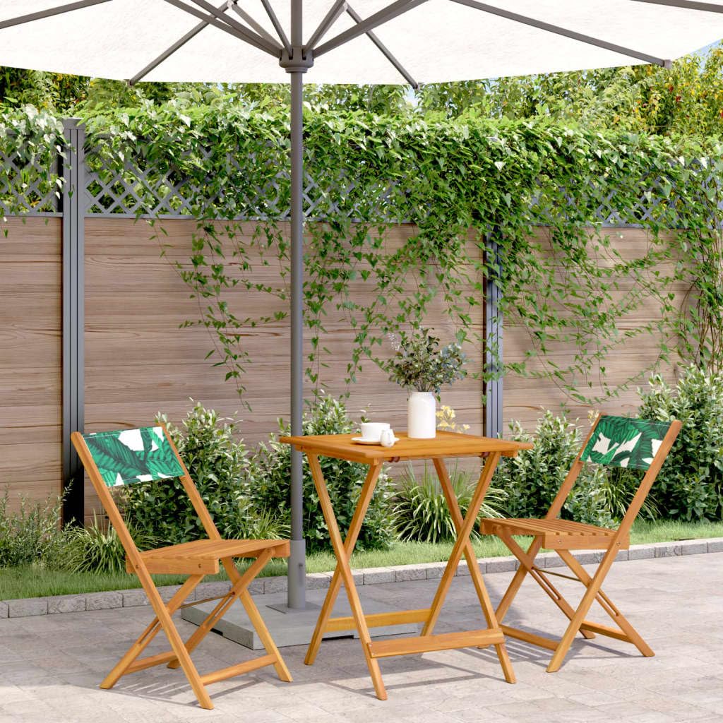 LAPOOH Set da Bistrot 3 pz Motivo Foglie in Tessuto e Legno Massello,Set Bistrò Veranda,Set Bistrot da Esterno,Set Bistrot da Balcone-3281764