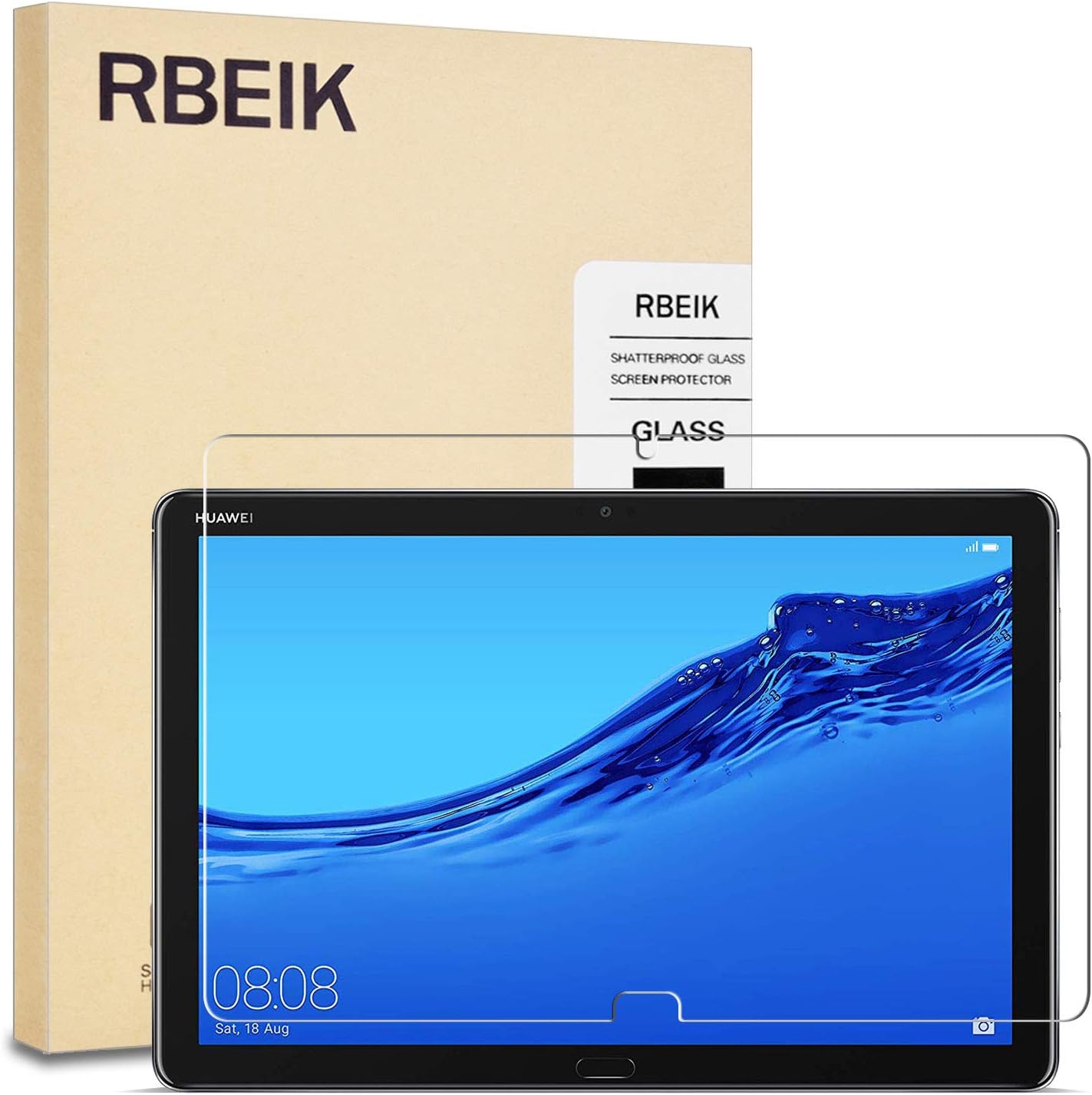 Huawei Mediapad M5 10 Lite Screen Protector Glass - RBEIK Premium Tempered Glass Screen Protector for Huawei MediaPad M5 Lite 10-Inch Tablet with 9H Hardness Anti-Scratch Feature