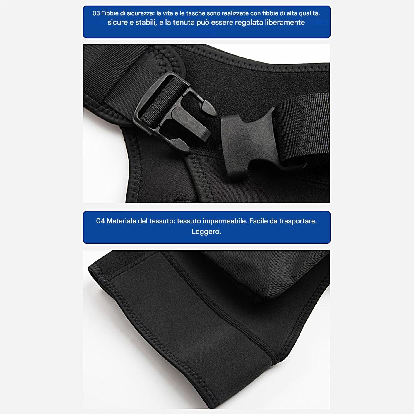 Mutacorti da Sub | Pantaloncini Elasticizzati da Sub | Chiusura a Sgancio Rapido Leggeri Regolabili con Tasche per Surf Sport Acquatici Snorkeling Nuoto Attività Subacquee