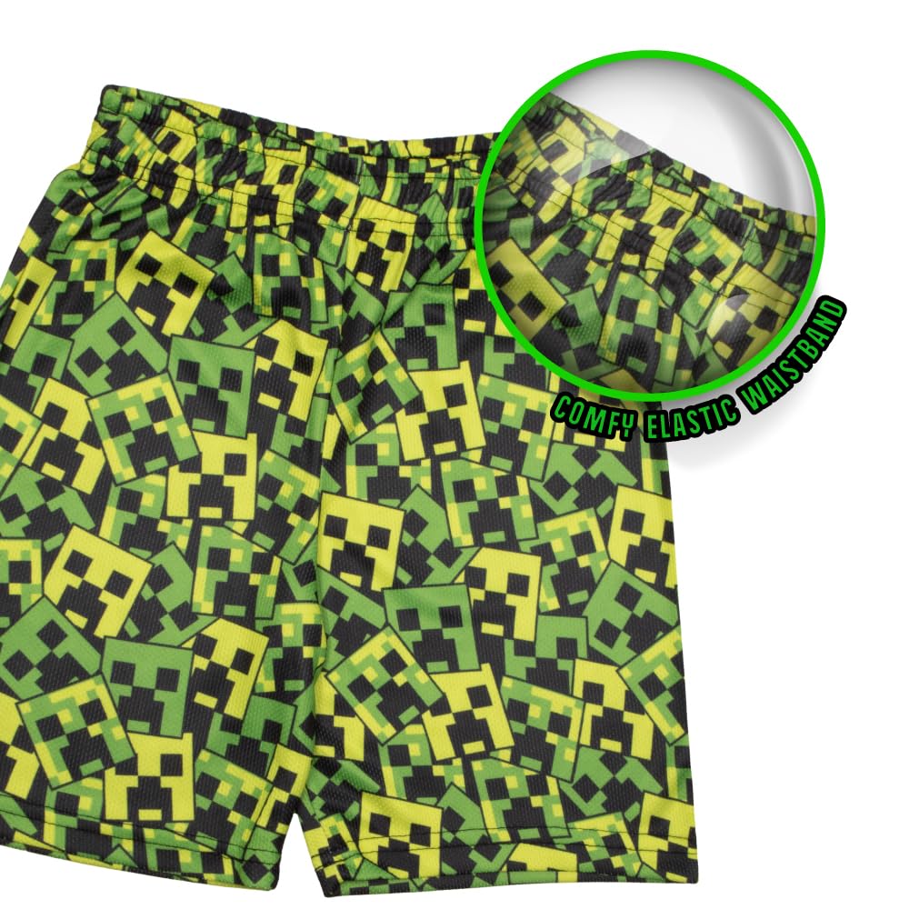 Minecraft Set di 3 pantaloni Creeper per ragazzi, maglietta a maniche corte, pantaloncini e pantaloni da jogging, confezione da 3