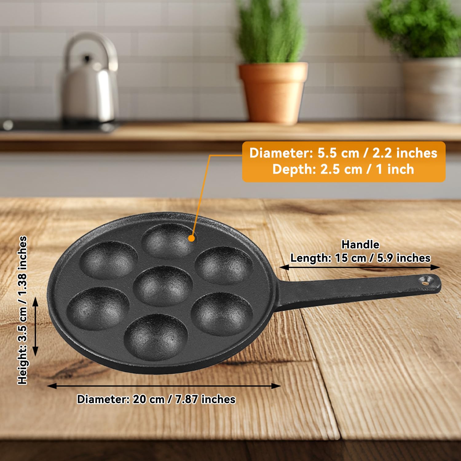 Sartén Takoyaki Antiadherente, 7 Agujeros de Hierro Fundido Takoyaki Maker Takoyaki Grill pan para el Hogar, Cocina, Restaurante, Hotel