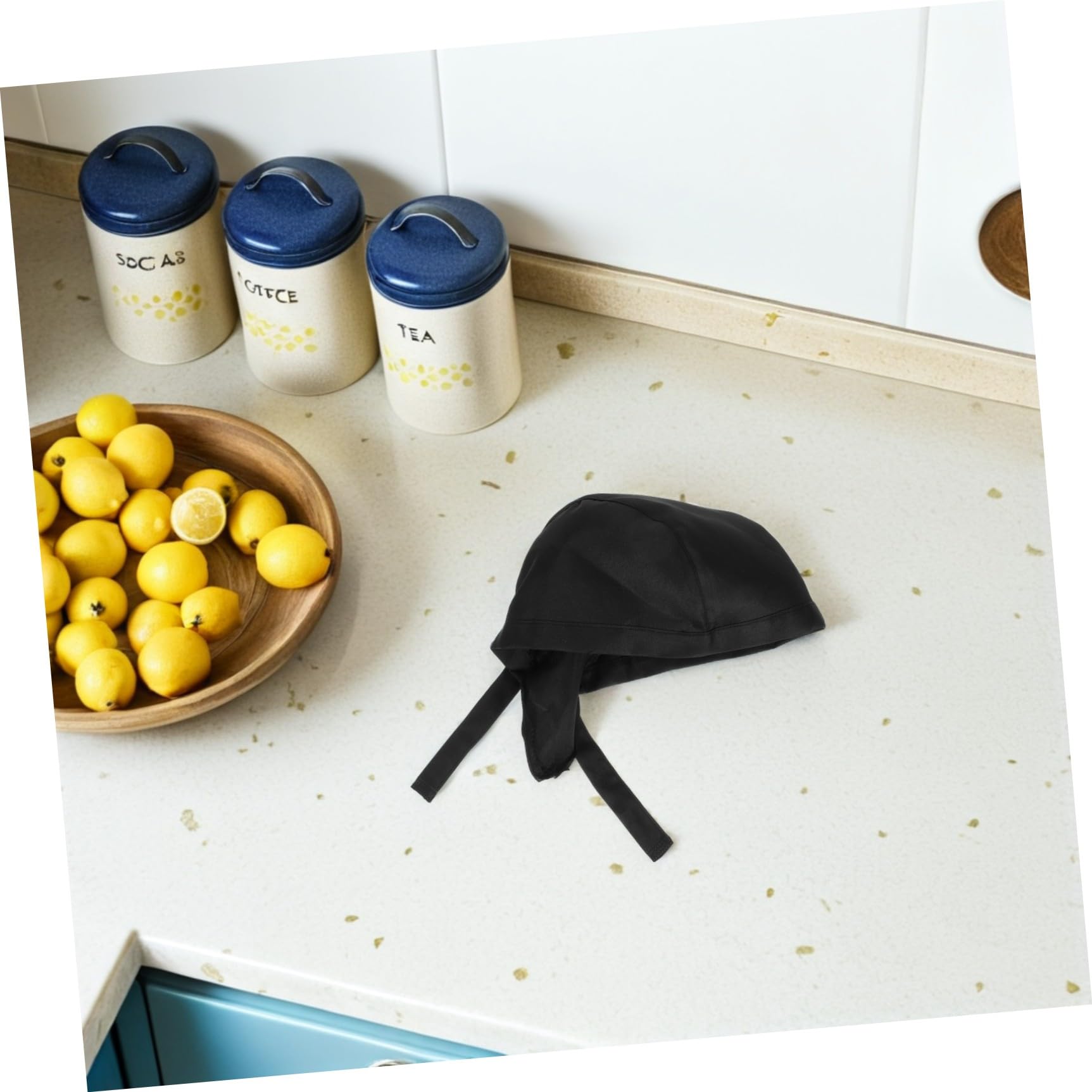 Gorro Cocina Hombre Negro de Tela Cinta, 3 Piezas para Cocina | Sombrero de Servidor y Sombrero de Trabajo de Cocina, Uniforme Catering