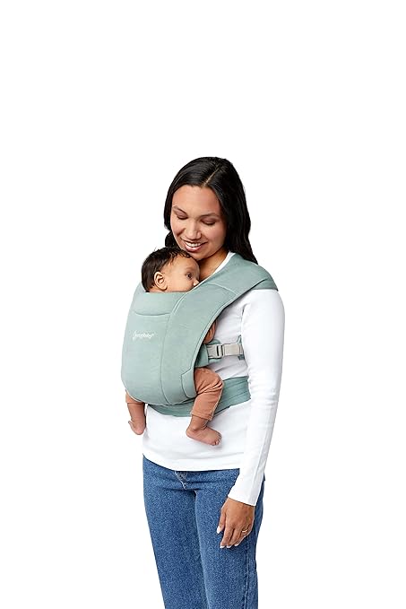 Ergobaby Embrace Baby Carrier Specially for Newborns from Birth with Head Support, Spreadable Cross Straps and Supportive Waistbelt, Super Soft and Ergonomic, 2 Carry Positions, 3-11 Kgs, Jade