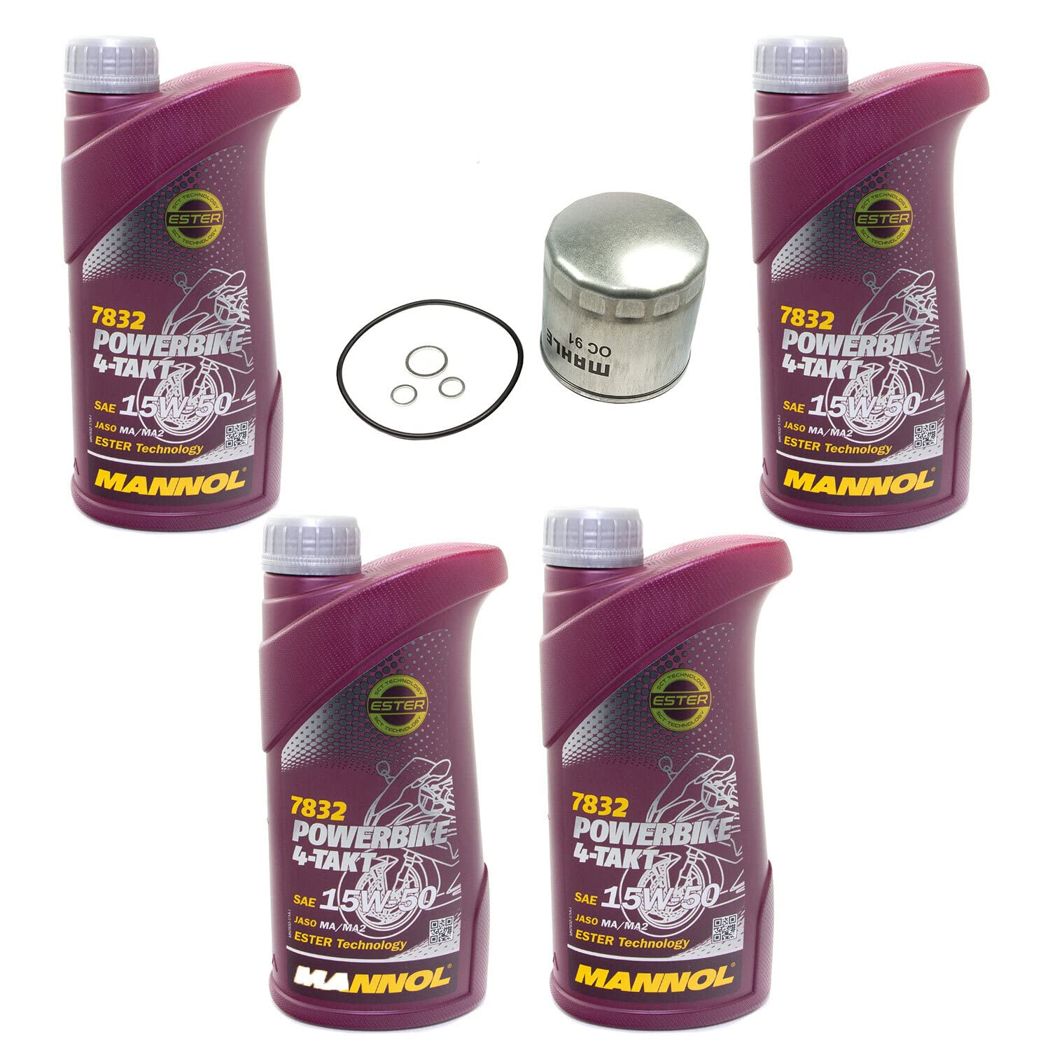 Motoröl Set 15W50 4 Liter + Ölfilter OC91D1 für BM W