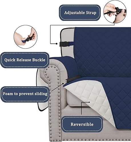 Miniatura 31 de Easy-Going - Funda reversible para sofá, resistente al agua, con varillas de espuma y correas elásticas, protector de muebles para mascotas y perros