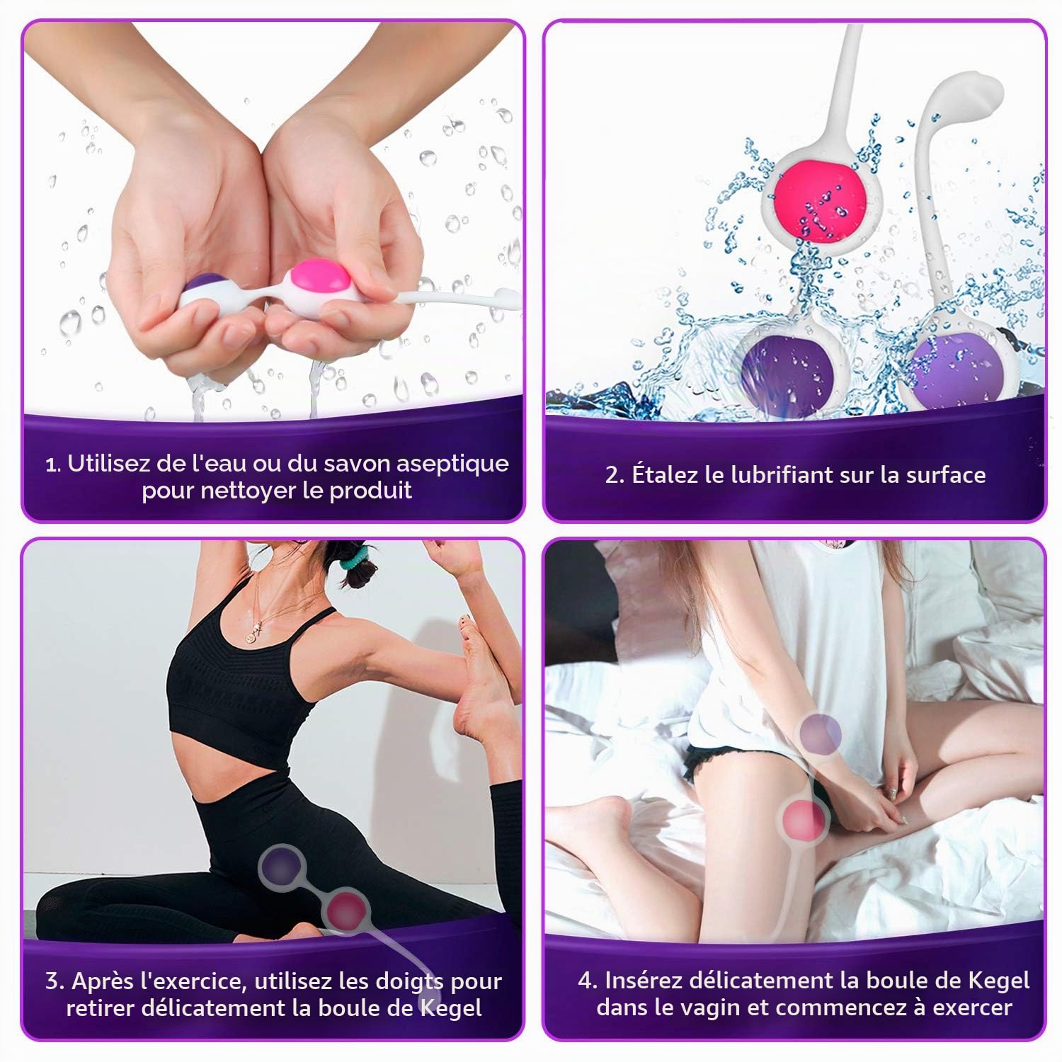 Boules de Geisha Pour Femmes – Tonus Musculaire 6 Niveaux d’Intensité – Recommandé par les médecins pour les femmes Contrôle de la vessie et exercice du plancher pelvien Ballons