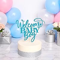 Vista 3 de Kaoenla Decoración para pastel de bienvenida de bebé niño con purpurina azul, decoración de fiesta de revelación de género para recién nacidos