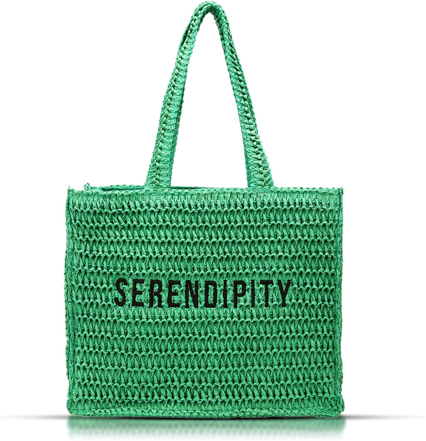Tote Bag for Women, Straw Beach Bag, Hand-woven Soft Shoulder Bag Large Capacity Summer Rattan Handbag for Vacation Travel, Daily (Green)