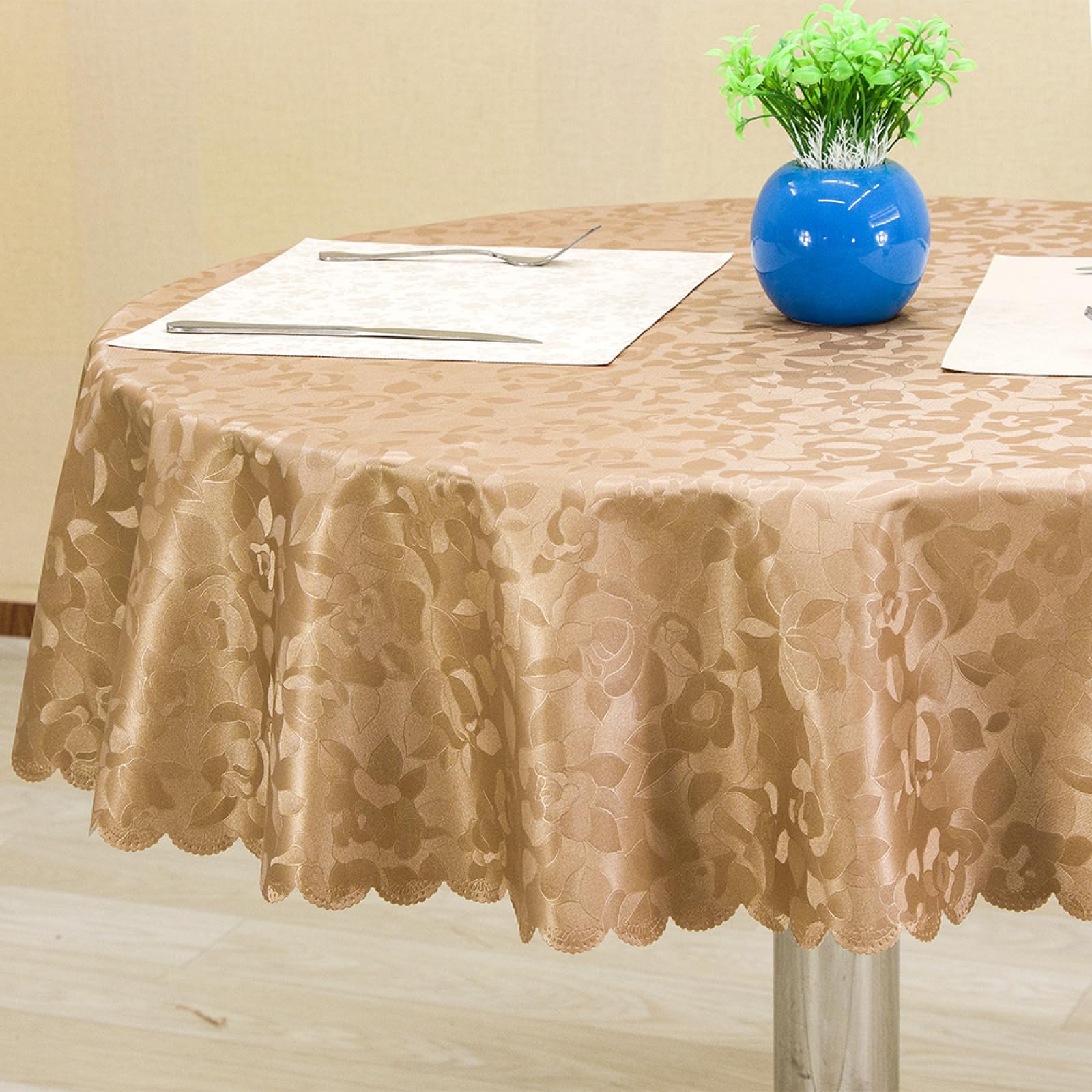Nappe ciree impermeable table ronde 240 cm anti tache résistant chaud