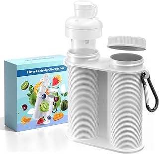 Flavor Cartridge Holder | Fits 2 Cartridges | Compatible With Cirkul Sips | Keep Fresh For Up To 15 Days | BPA Free Plastic | Holder for Cirkul Accessories | Includes 2 Lids and 2 Carabiners Clips