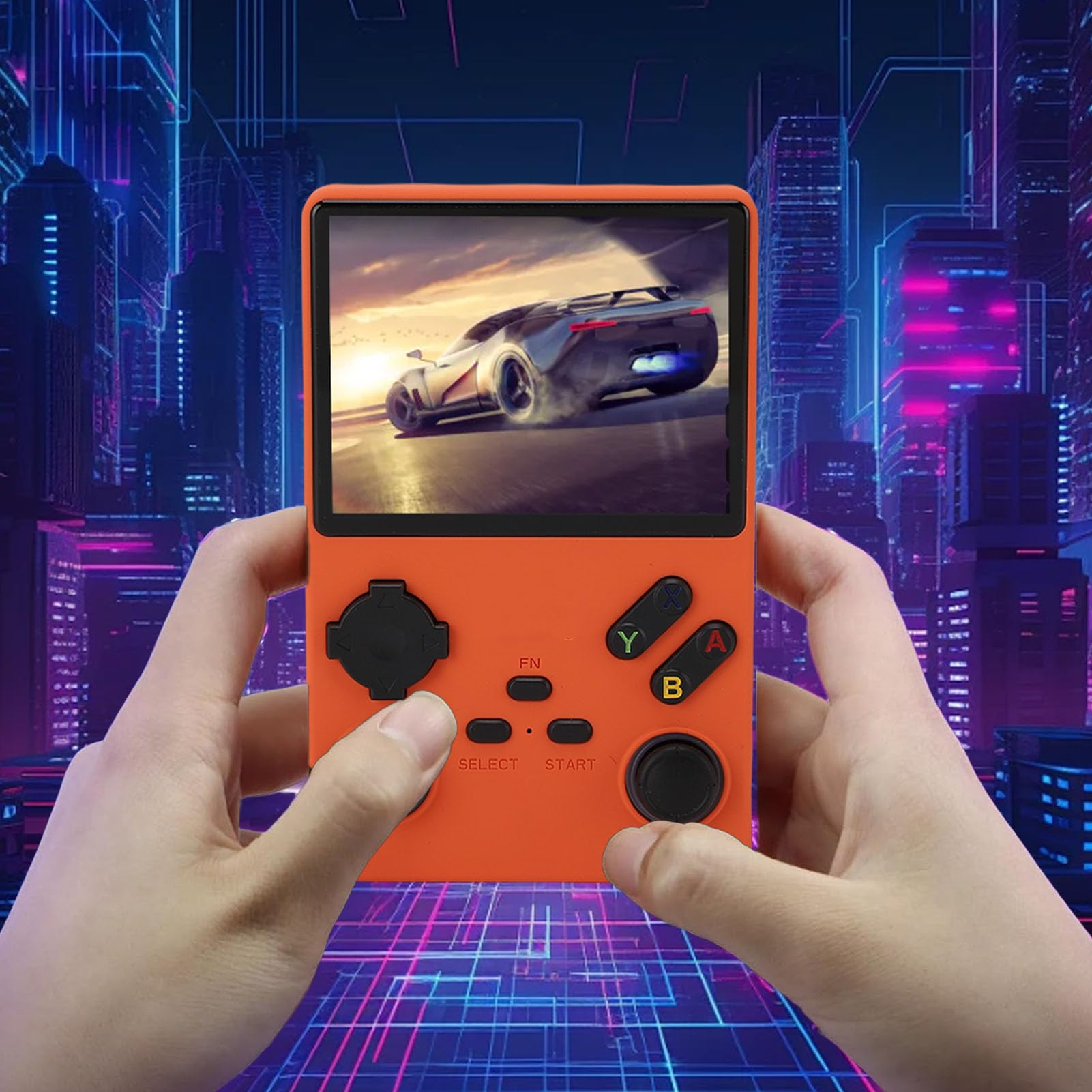 Elprico Retro Handheld Game Console, 3,5 Zoll 640x480 Tragbarer Spielspieler mit 256 GB Speicher, Handheld -Gaming -Konsole für die Reise (ORANGE)