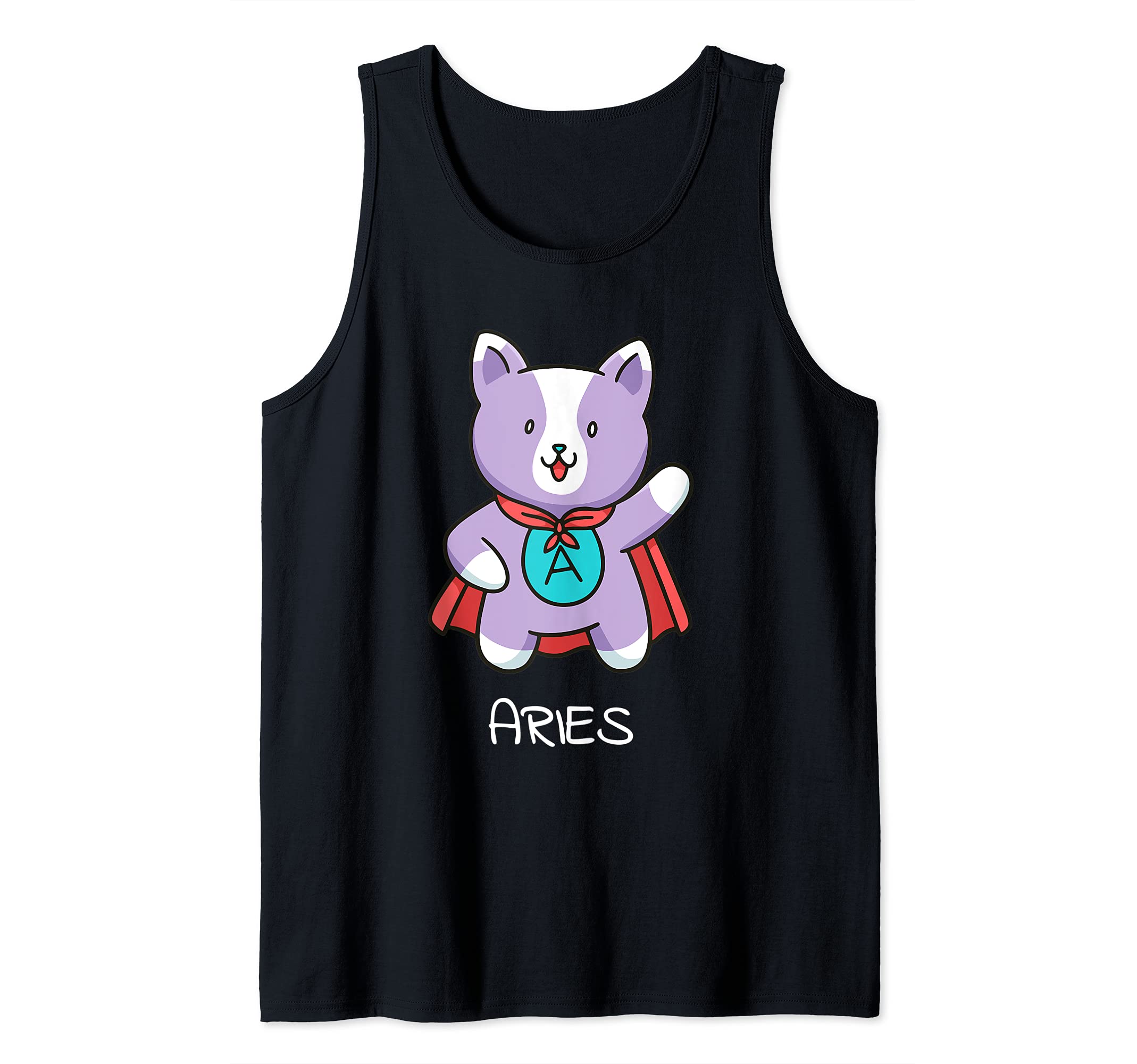 Aries Cat Zodiac Signs Kawaii Astrology Cats Horoscope Tank Top, Black