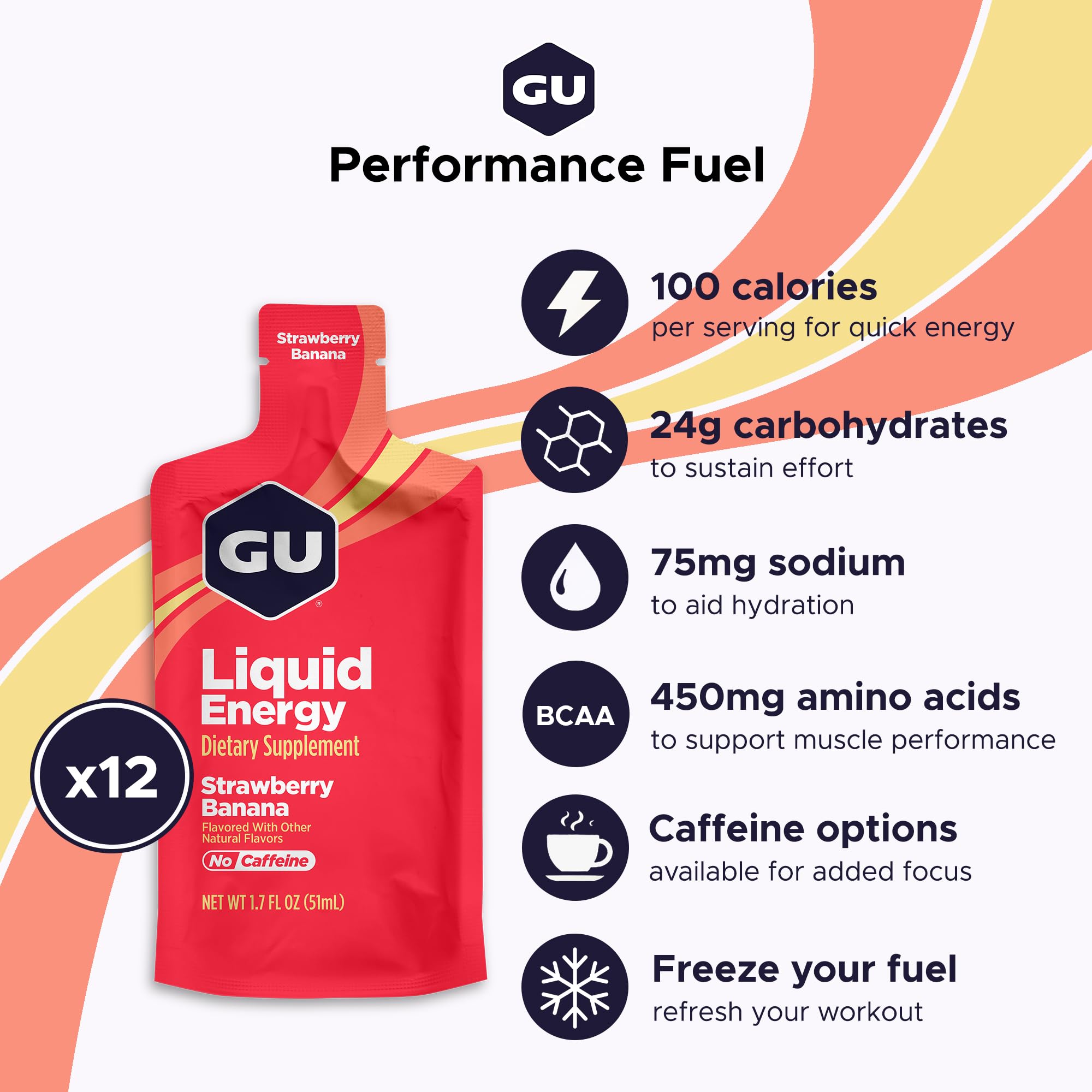 Gu Liquid Energy Gel Straw Banana 12 U.