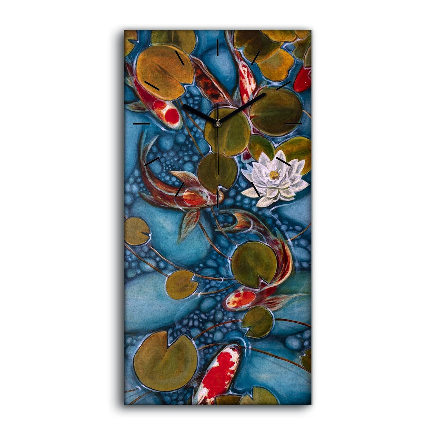 Horloge sur Toile Salon et Chambre Décoration Poisson Koi Moderne en Silence