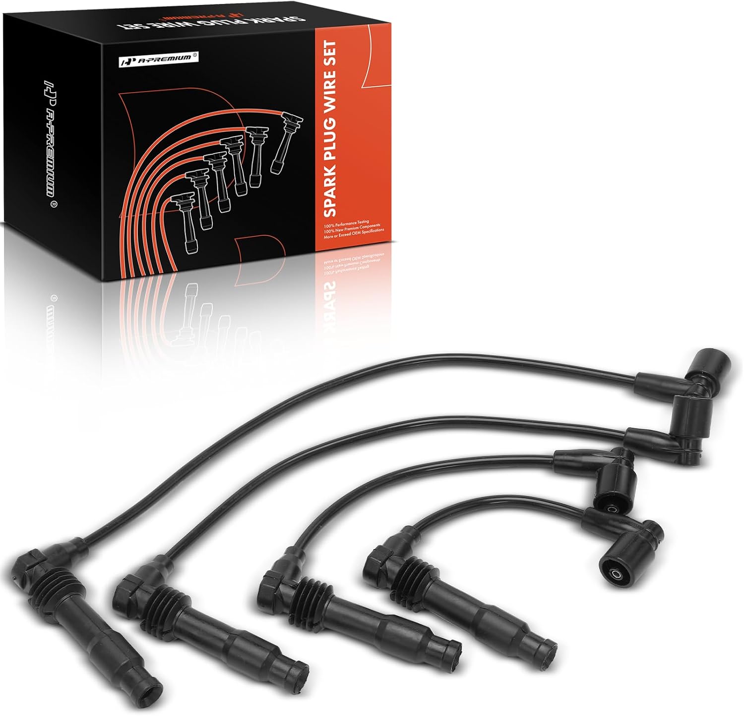 A-Premium Ignition Spark Plug Wires Set of 4 Compatible with Suzuki Forenza 2004-2008 2.0L, Reno 2005-2008 2.0L & Chevrolet Optra 2004-2007 2.0L & Daewoo Leganza 1999-2002 2.2L, Nubira 1999-2002 2.0L