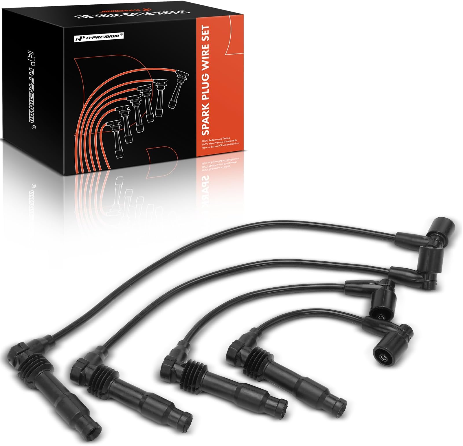 A-Premium Ignition Spark Plug Wires Set of 4 Compatible with Suzuki Forenza 2004-2008 2.0L, Reno 2005-2008 2.0L & Chevrolet Optra 2004-2007 2.0L & Daewoo Leganza 1999-2002 2.2L, Nubira 1999-2002 2.0L